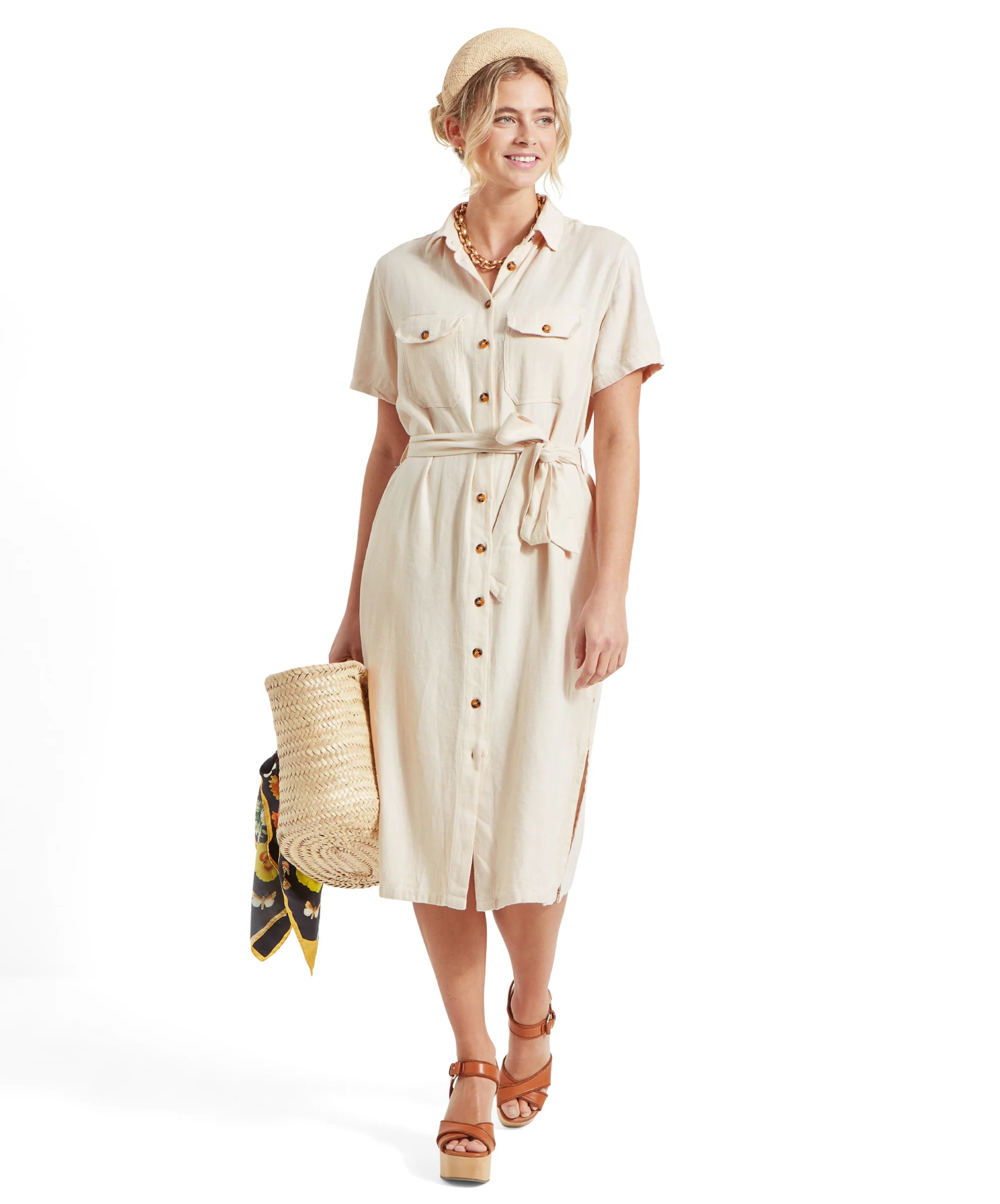 Daisy Linen Dress - Oat - Image 10