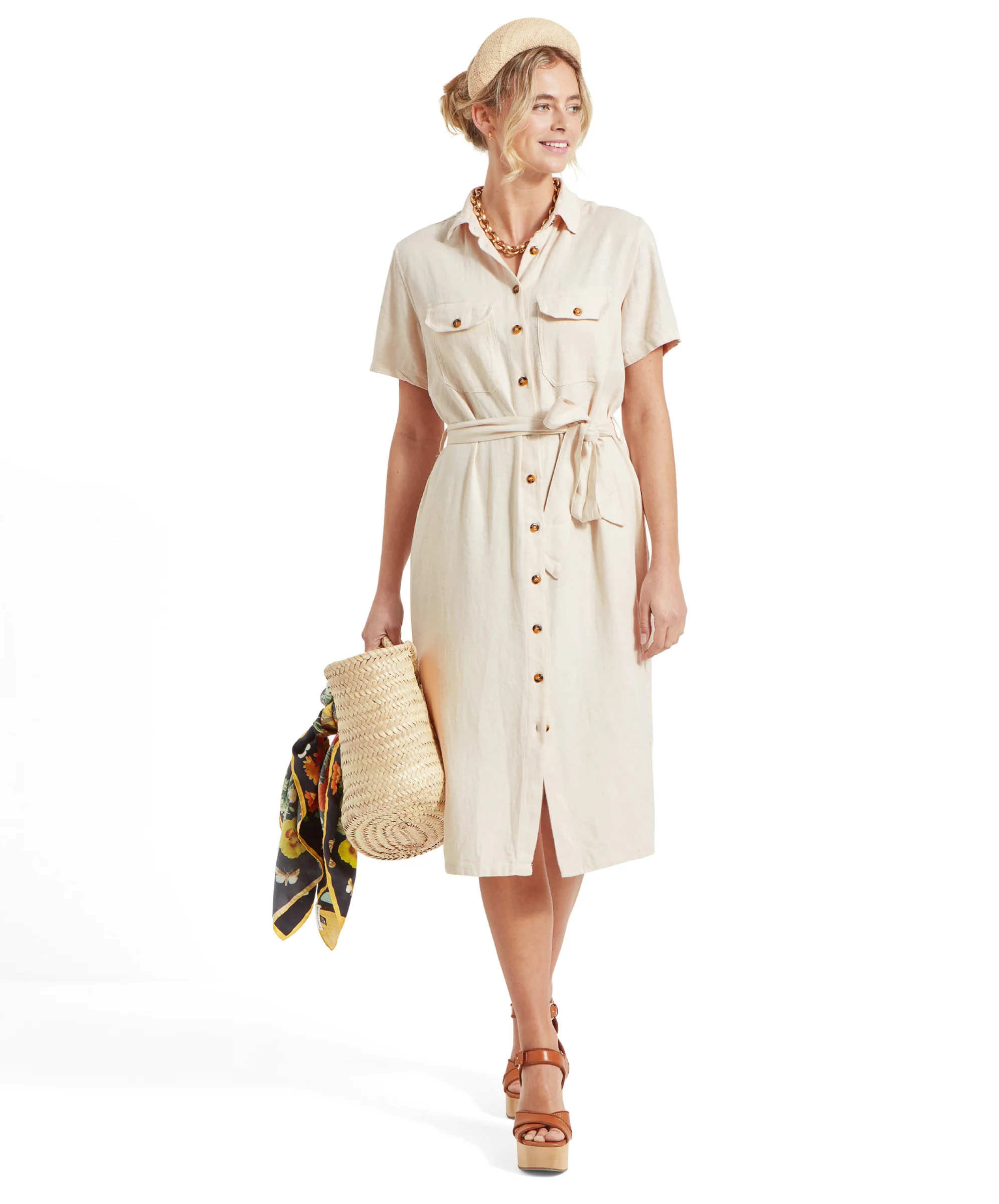 Daisy Linen Dress - Oat - Image 4