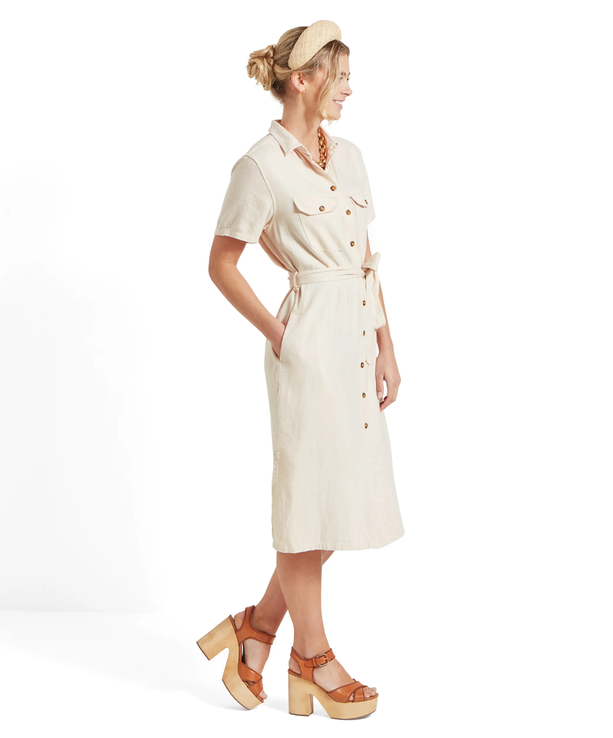 Daisy Linen Dress - Oat - Image 5