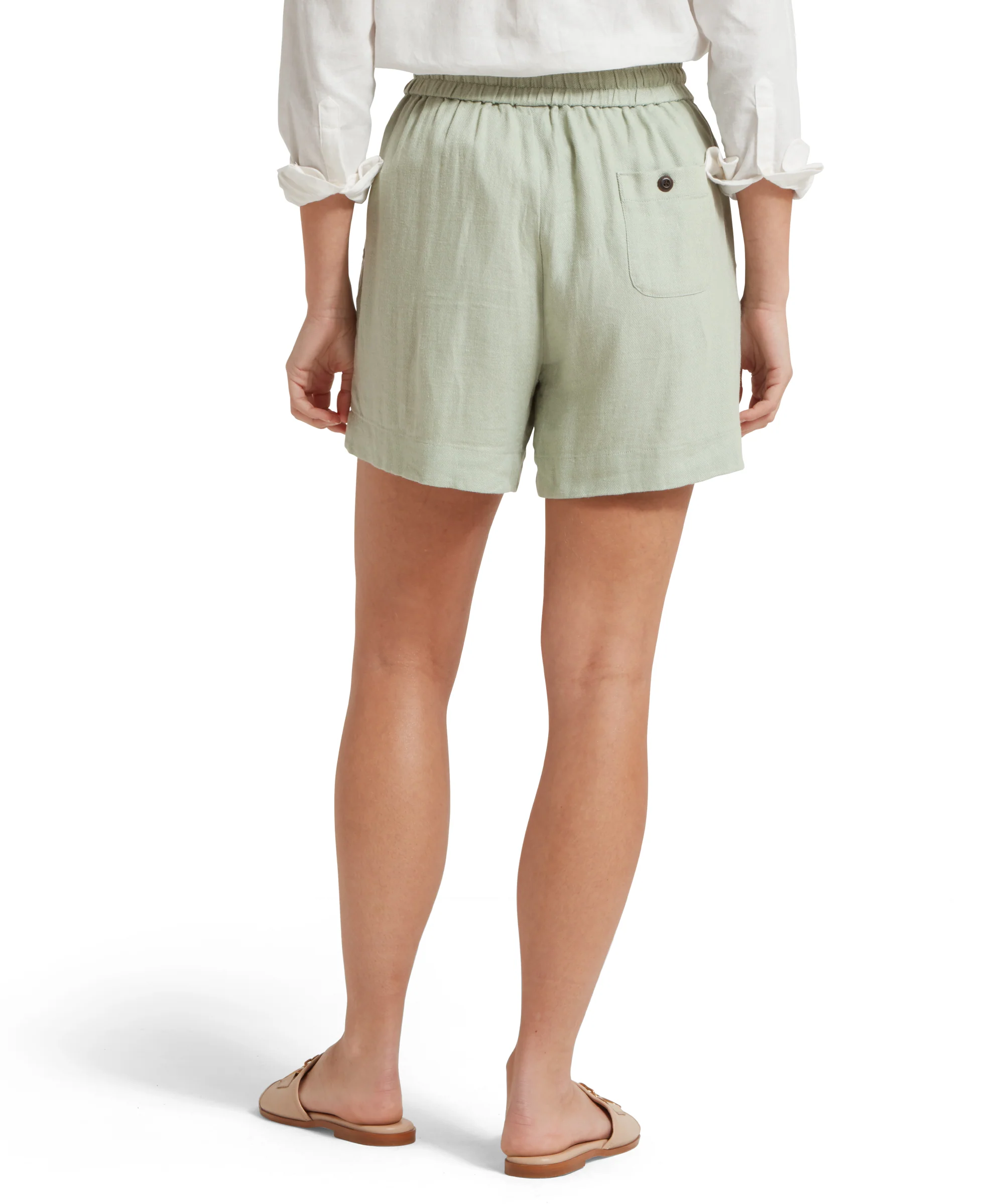 Daphne Linen Shorts - Aqua Grey - Image 6