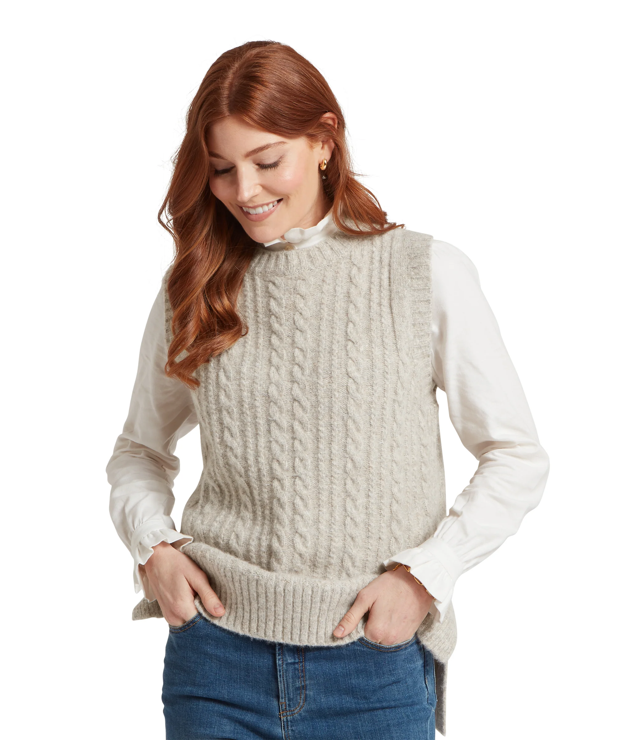 Evie Sleeveless Jumper - Cobblestone - Image 2