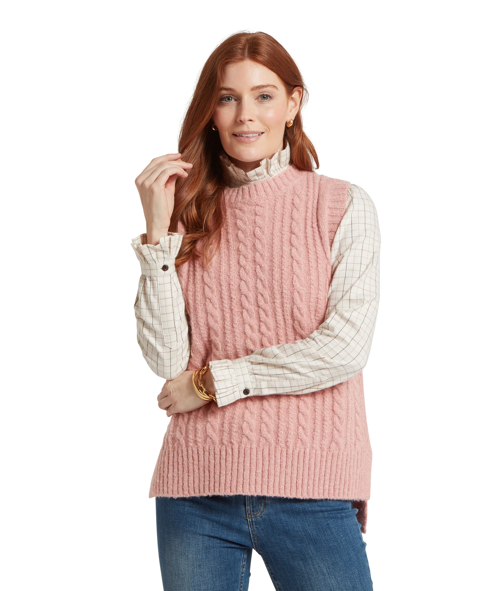 Evie Sleeveless Jumper - Dusky Pink - Image 2