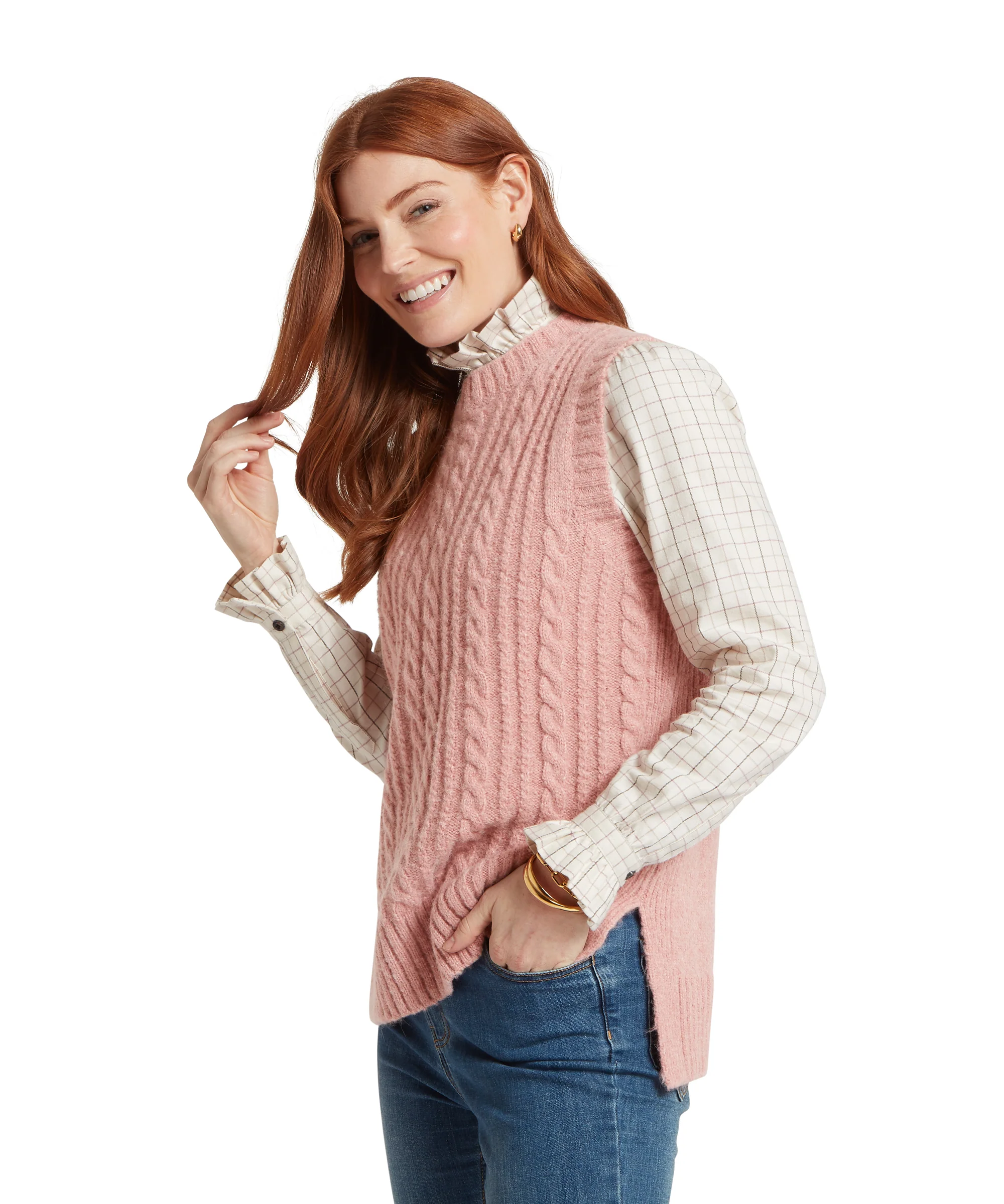 Evie Sleeveless Jumper - Dusky Pink - Image 4