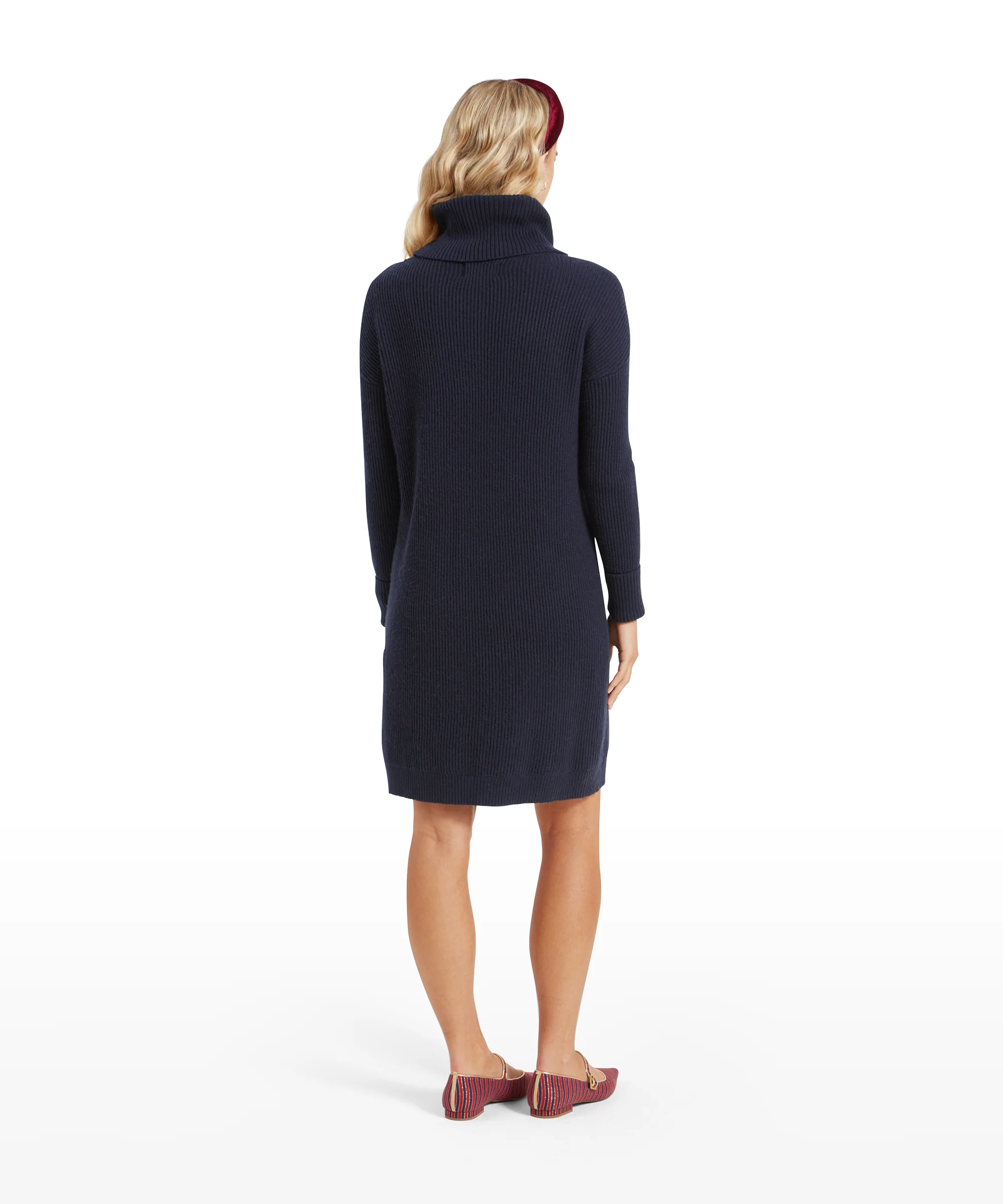Filey Roll Neck Dress - Navy - Image 5