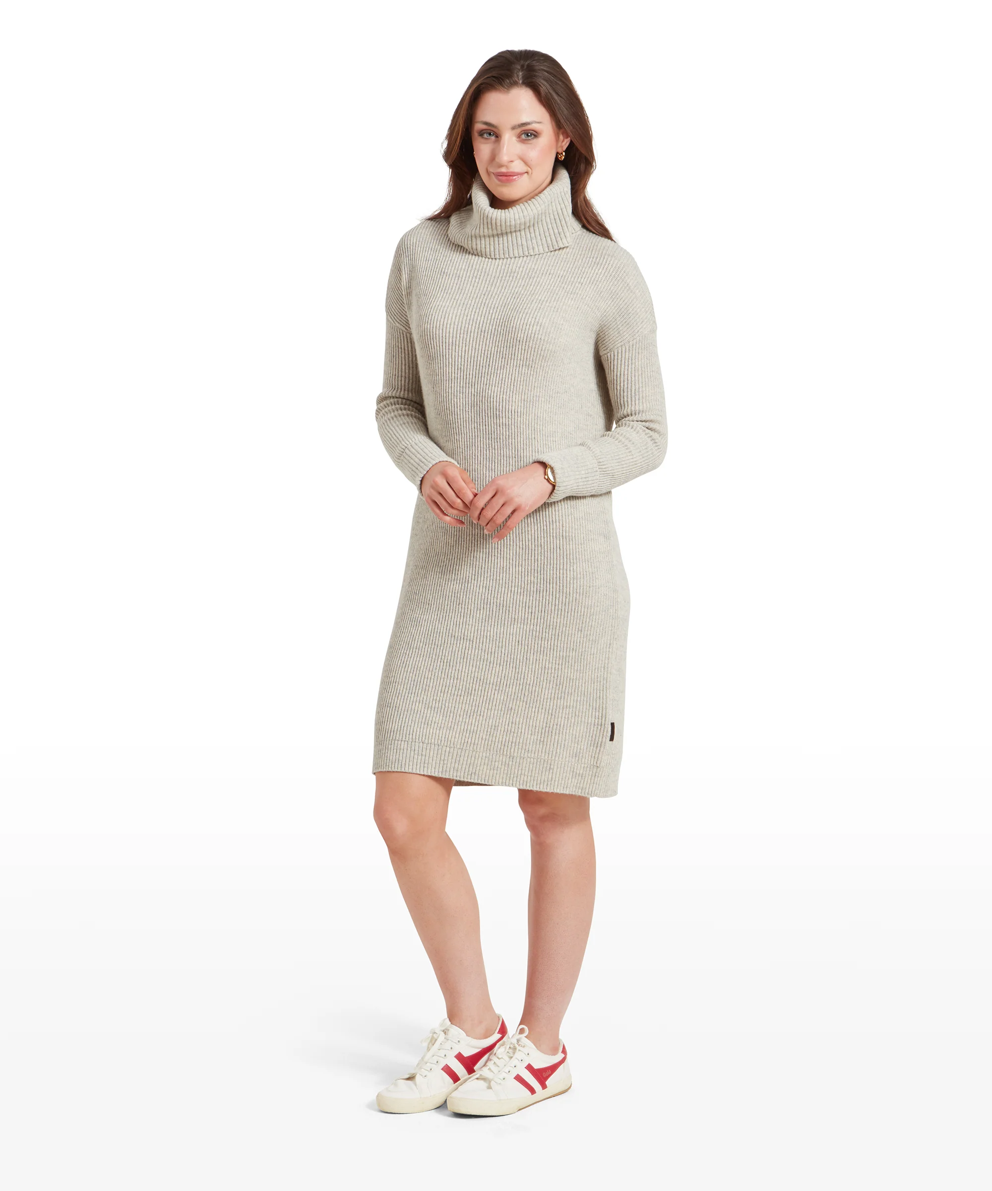 Filey Roll Neck Dress - Oat Grey - Image 2