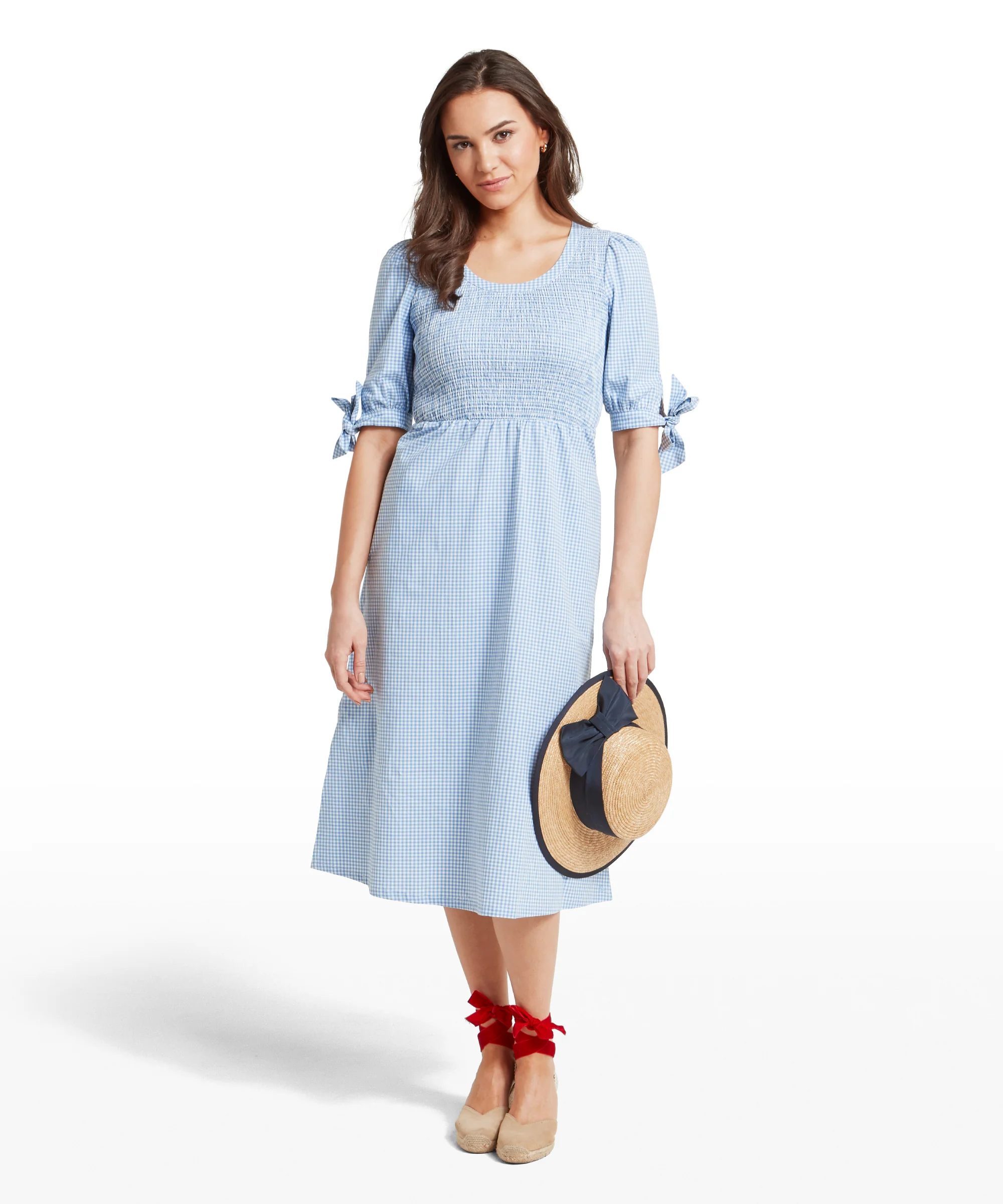 Flora Gingham Dress - Denim Blue - Image 3