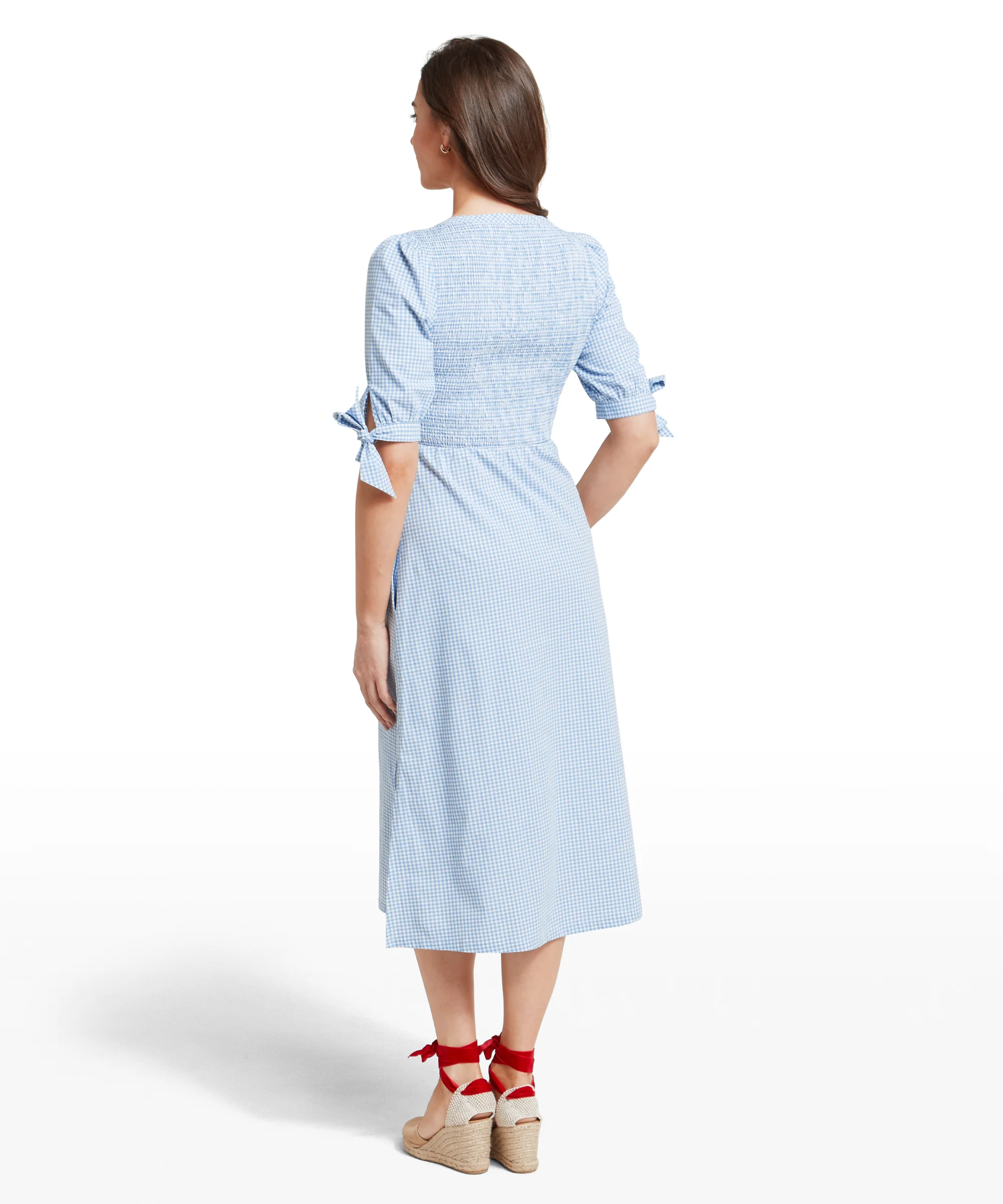 Flora Gingham Dress - Denim Blue - Image 6