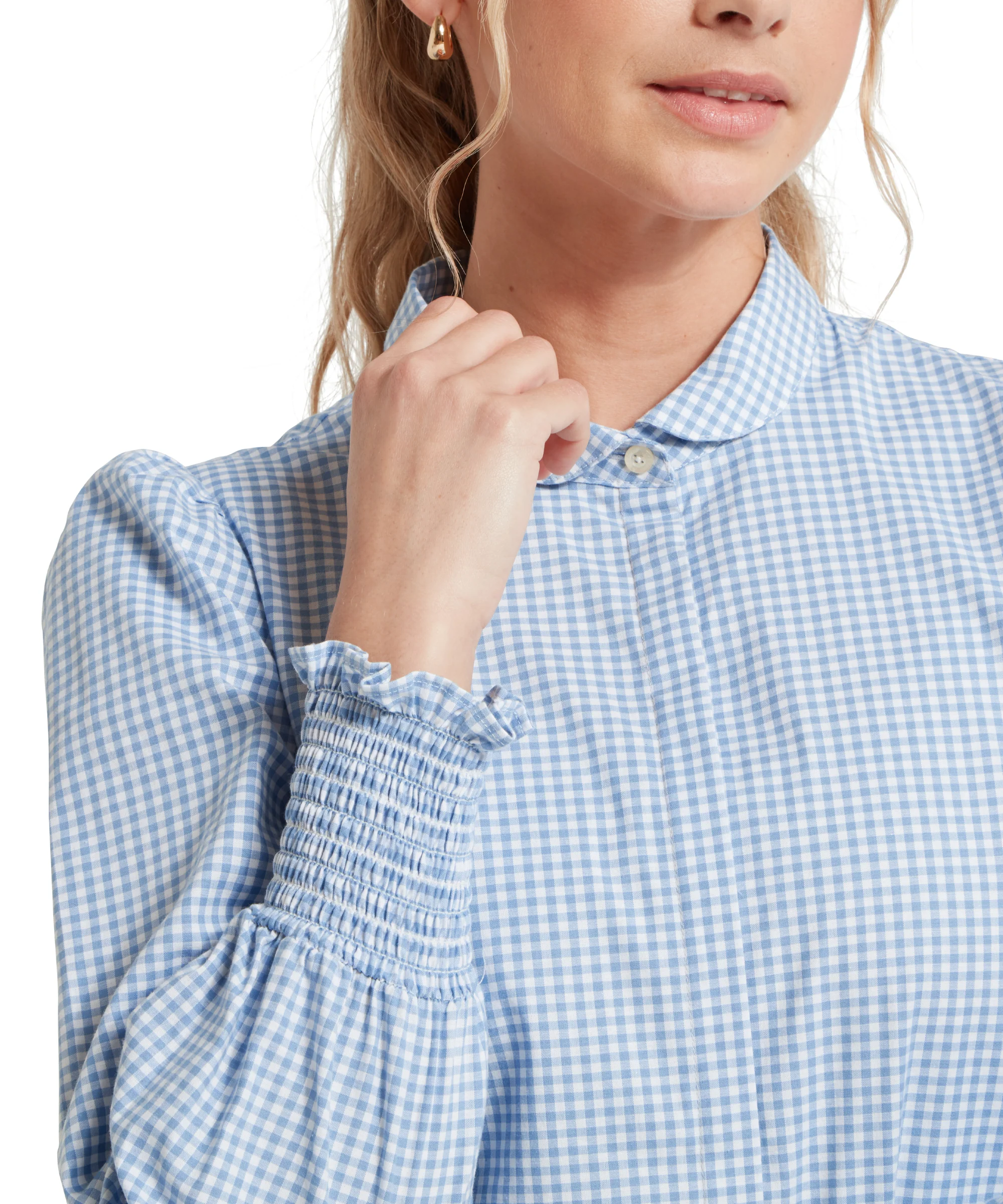 Flora Gingham Shirt - Denim Blue - Image 6