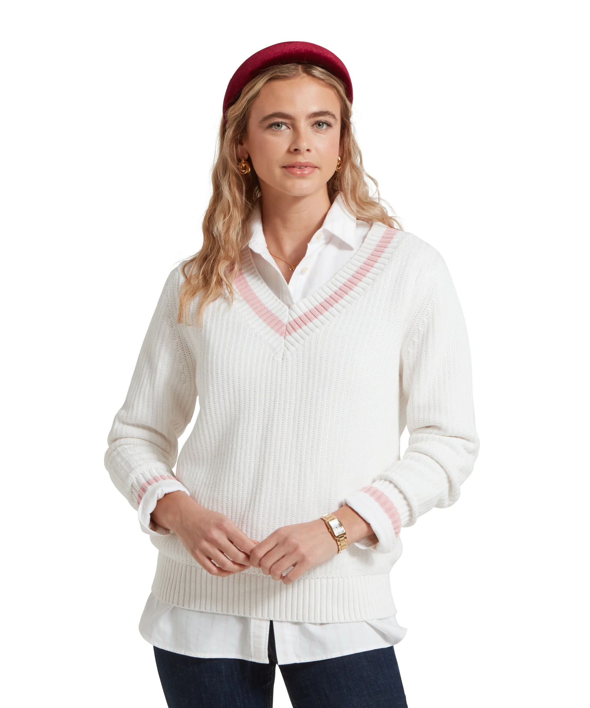 Hambledon Jumper - Soft White/Blush - Image 2