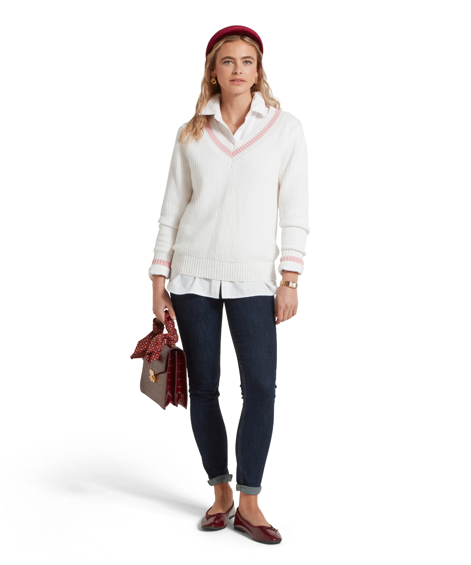 Hambledon Jumper - Soft White/Blush - Image 3