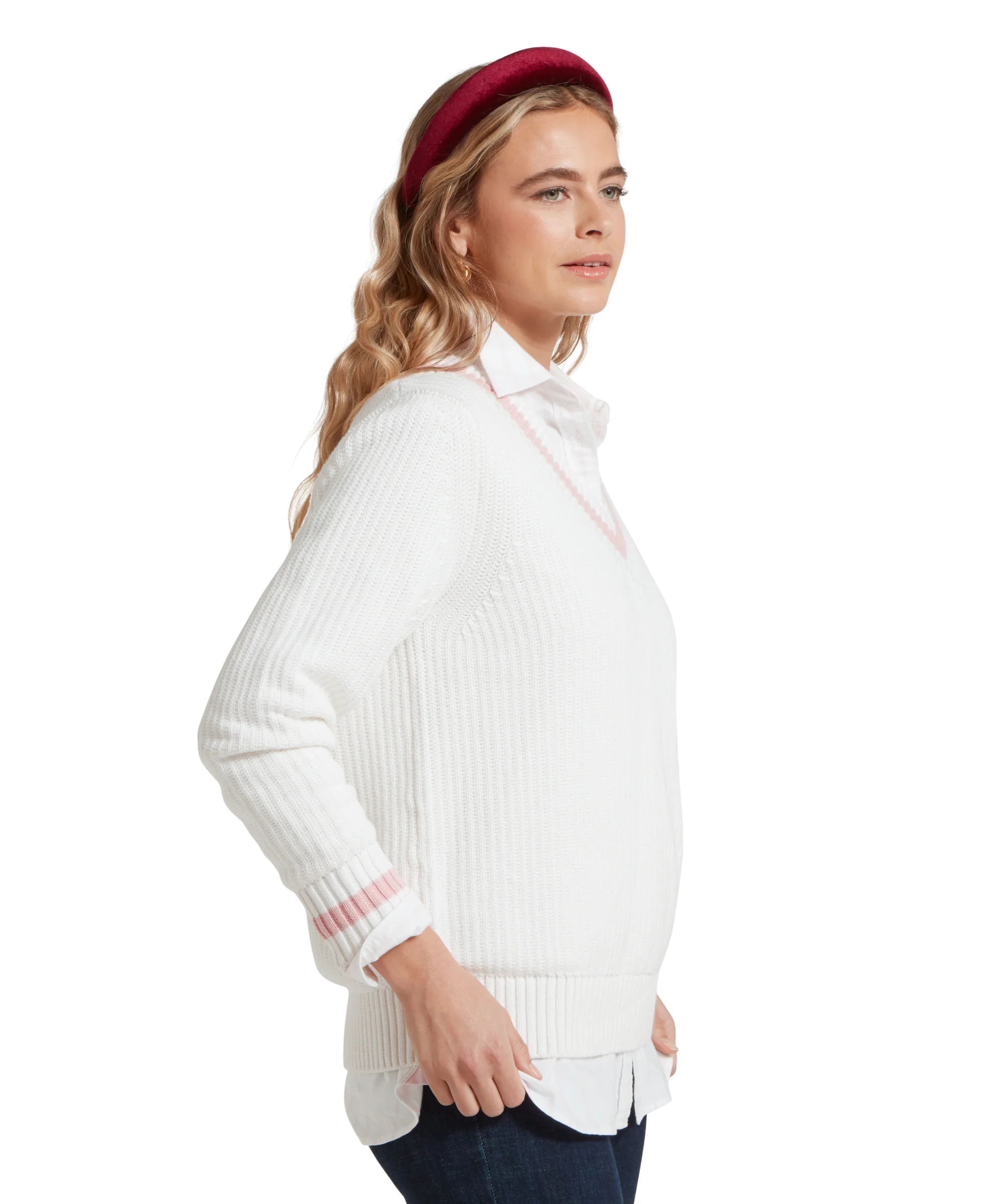 Hambledon Jumper - Soft White/Blush - Image 4