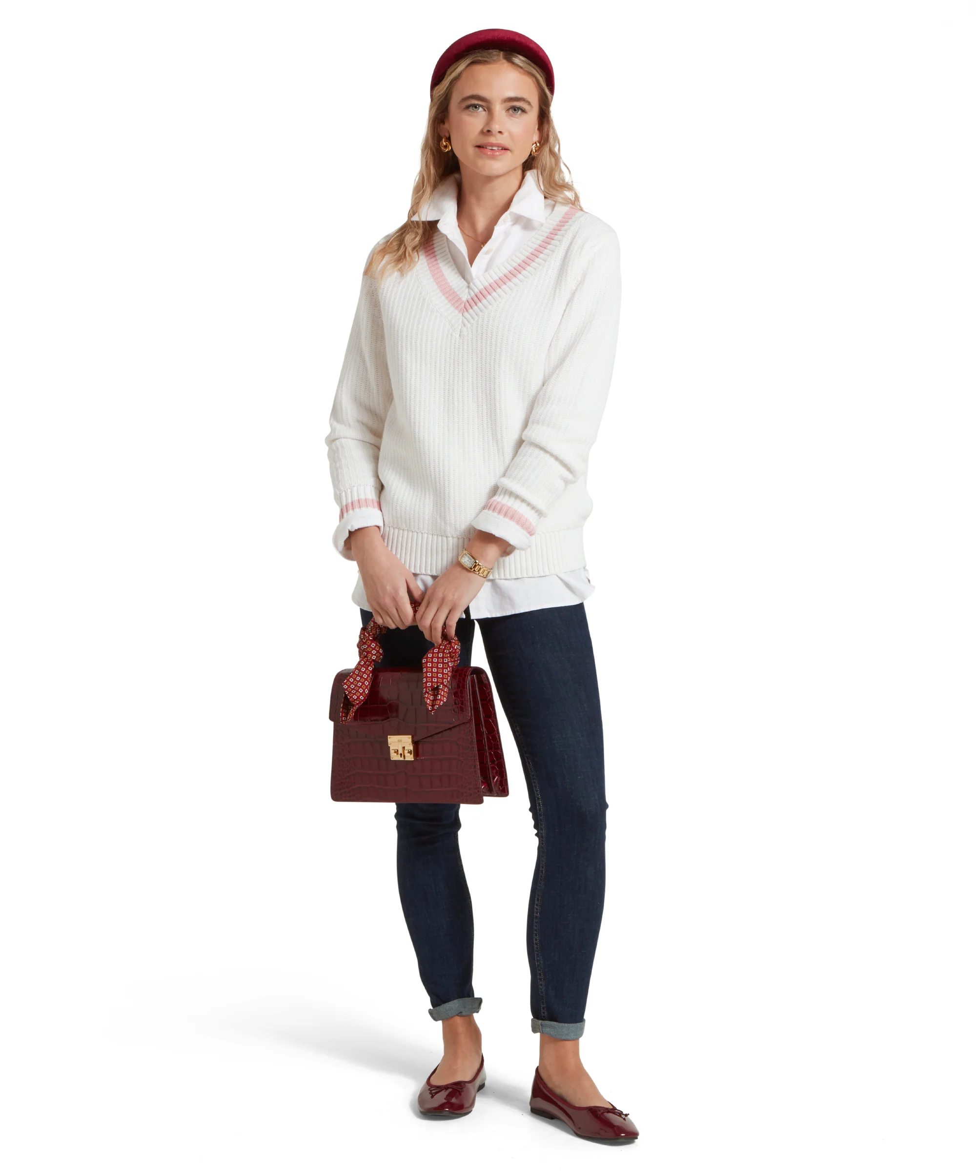 Hambledon Jumper - Soft White/Blush - Image 8