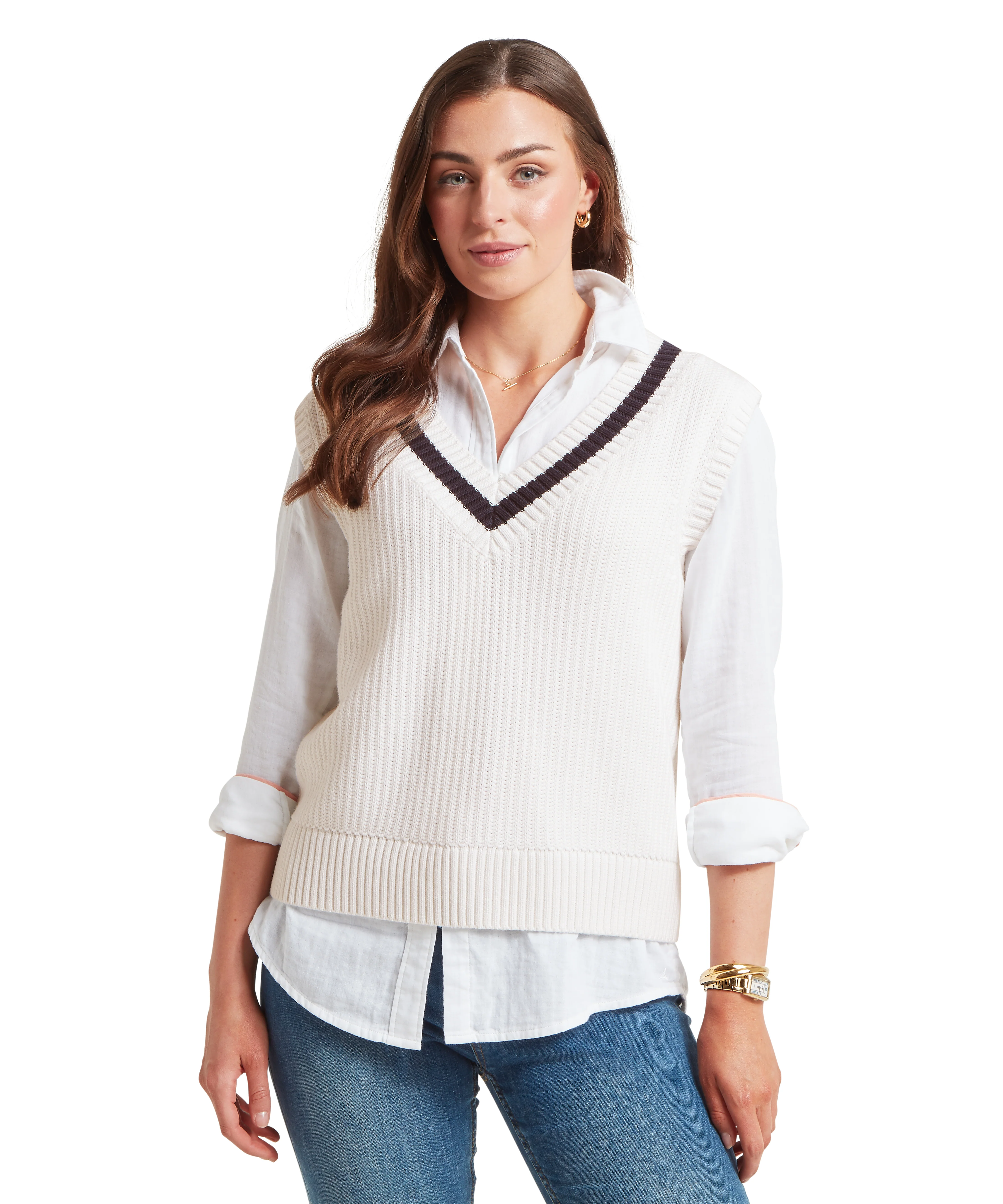 Hambledon Vest - Soft White/Navy - Image 2