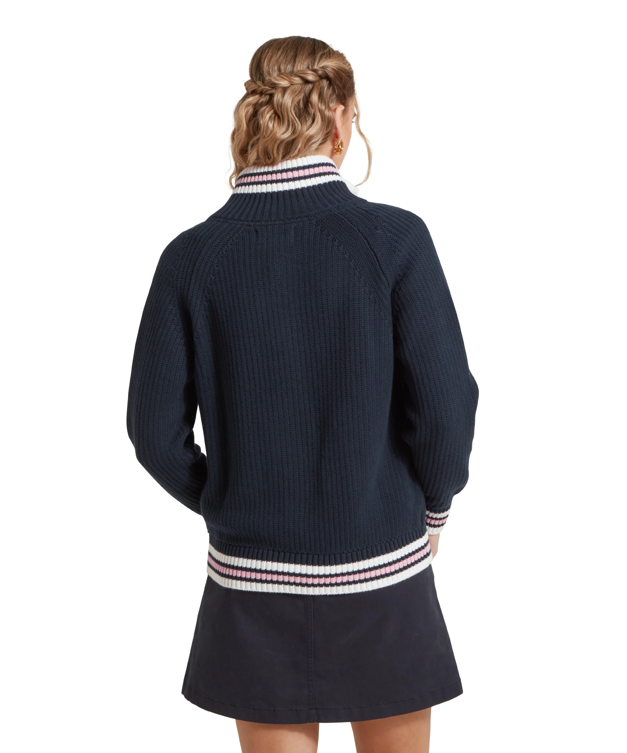 Havelet Bay Quarter Zip Jumper - Navy/Blush - Image 5