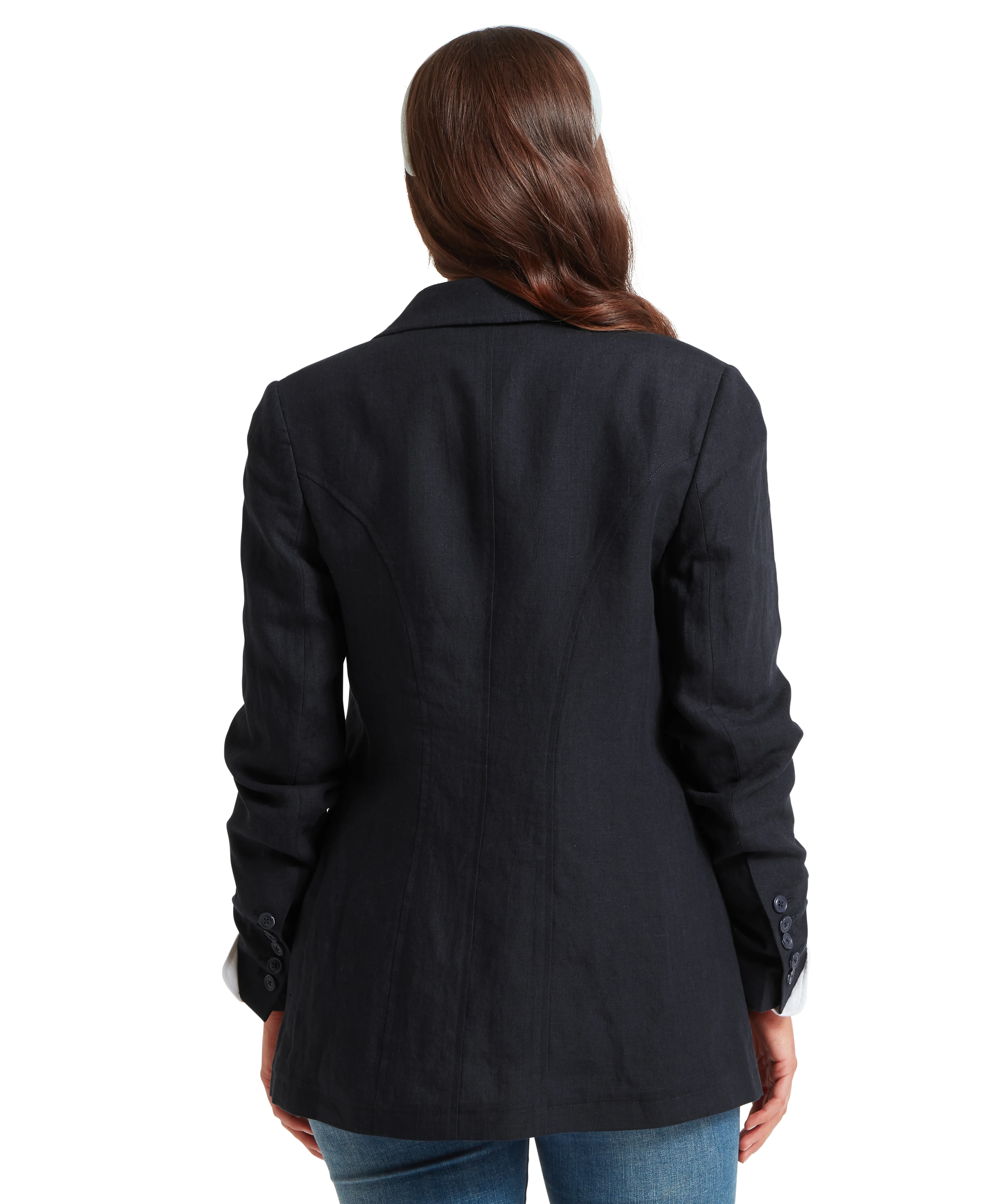 Henley Linen Blazer - Navy - Image 5