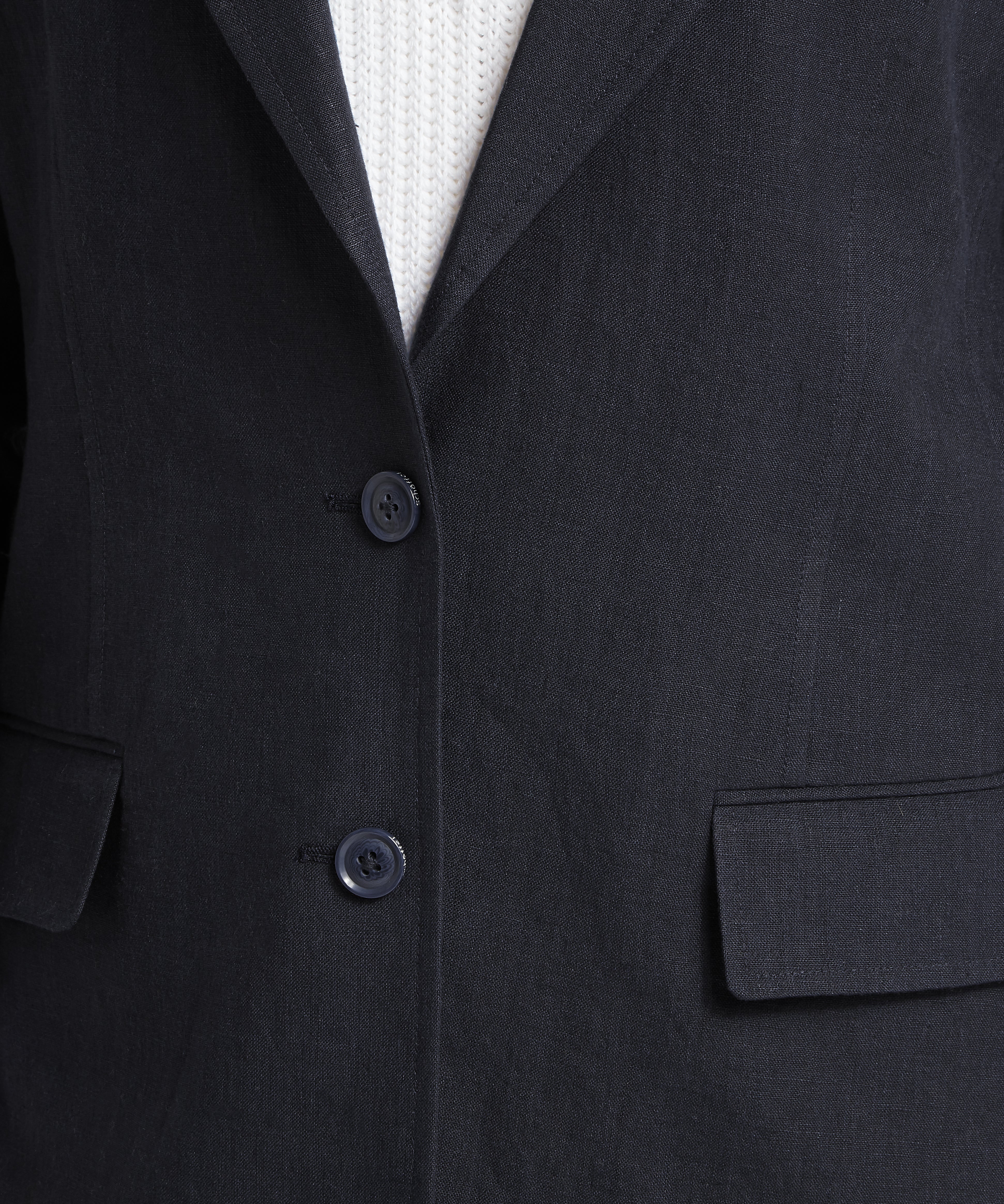 Henley Linen Blazer - Navy - Image 7