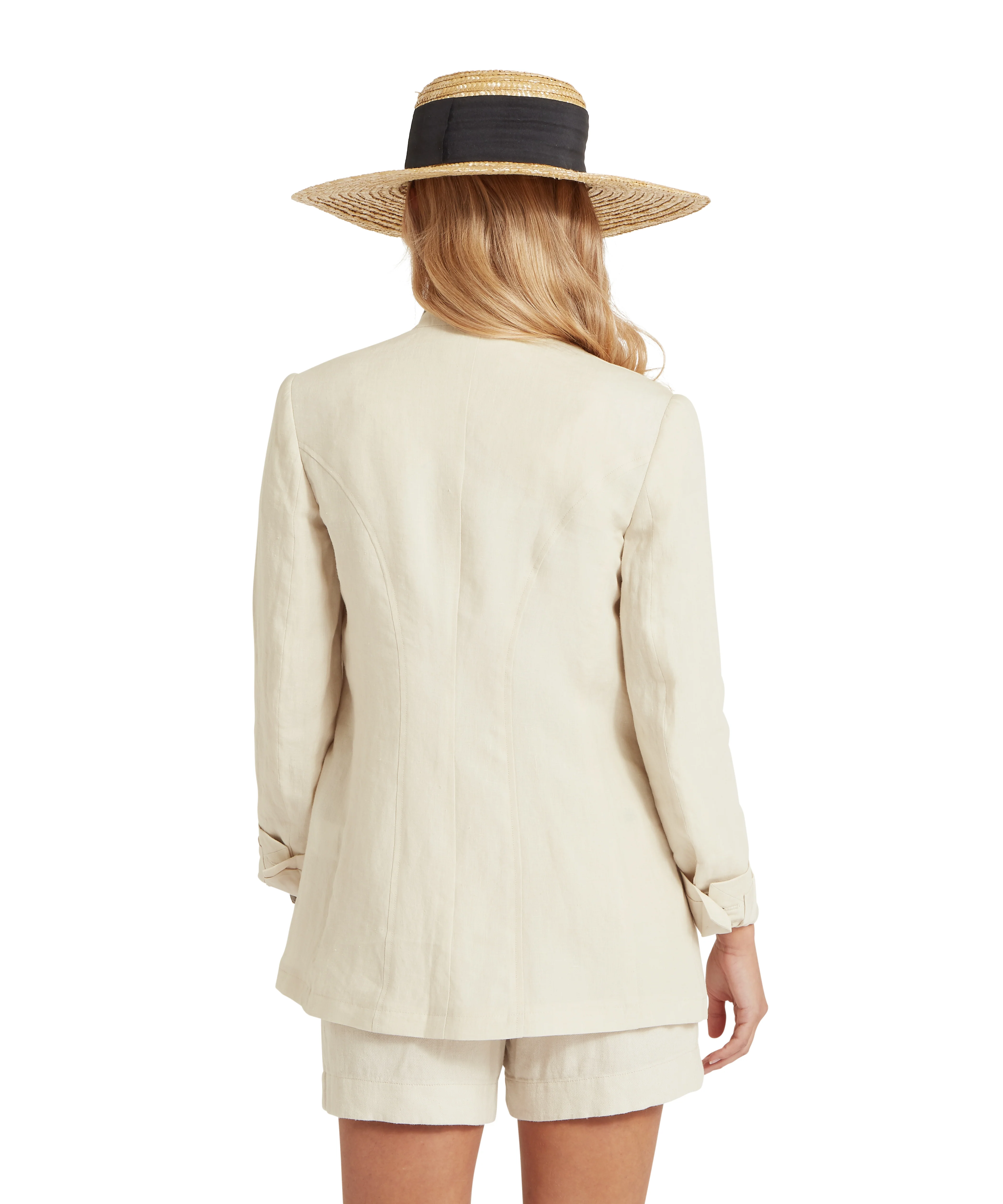 Henley Linen Blazer - Oat - Image 5