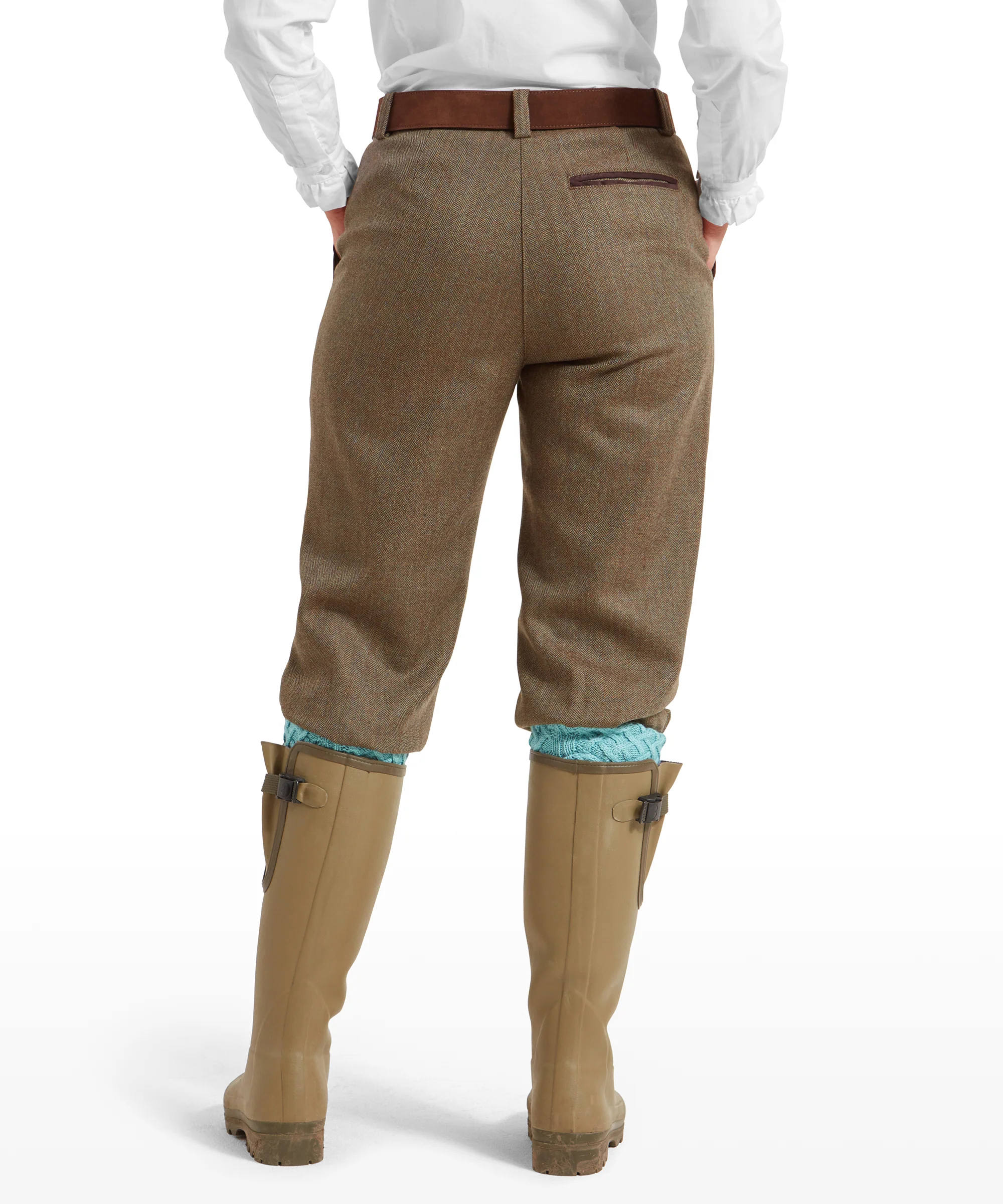 High Waisted Tweed Breeks - Loden Green Herringbone Tweed - Image 5