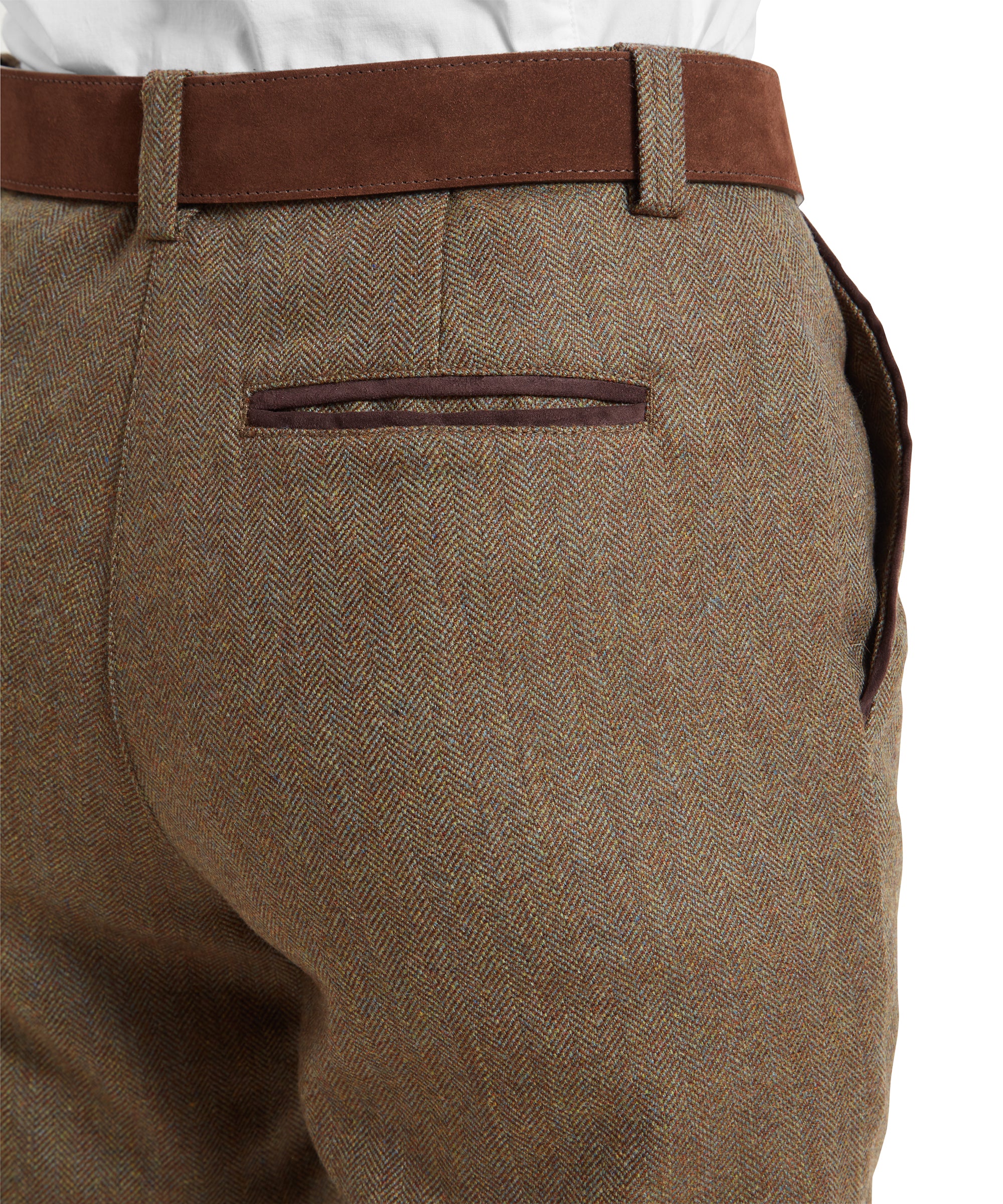 High Waisted Tweed Breeks - Loden Green Herringbone Tweed - Image 6