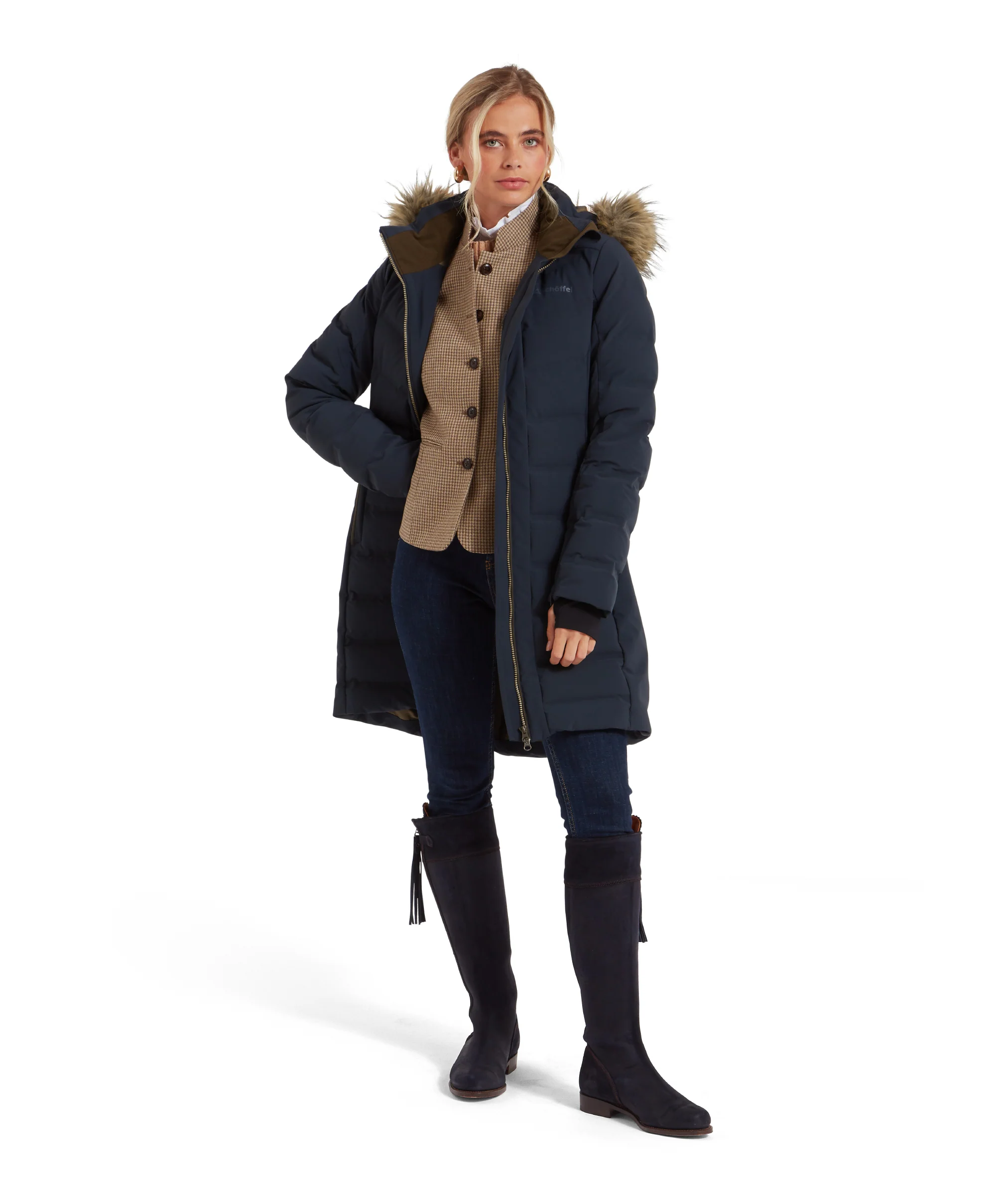 Hurlingham Waterproof Down Coat - Carbon Navy - Image 2
