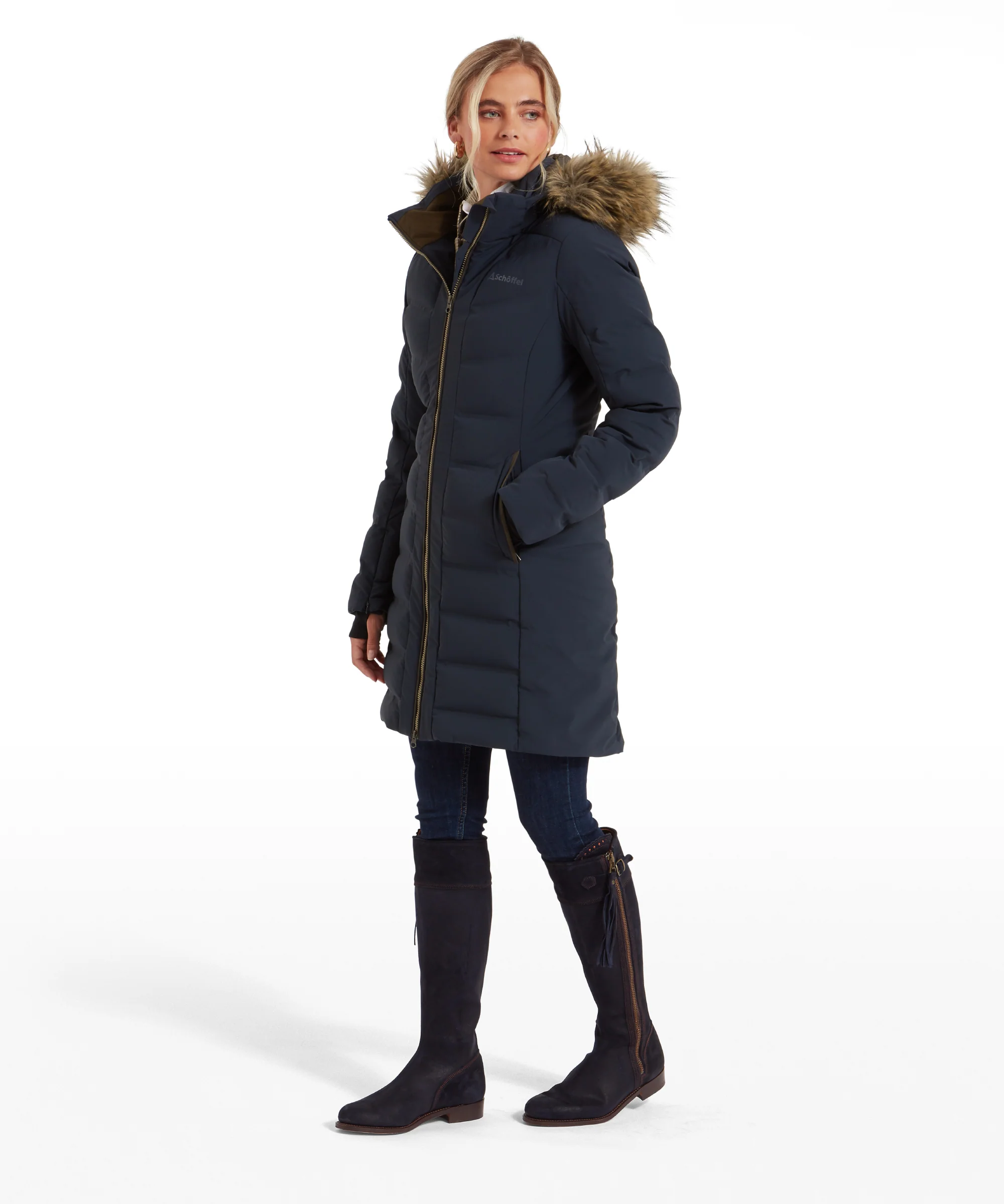 Hurlingham Waterproof Down Coat - Carbon Navy - Image 4