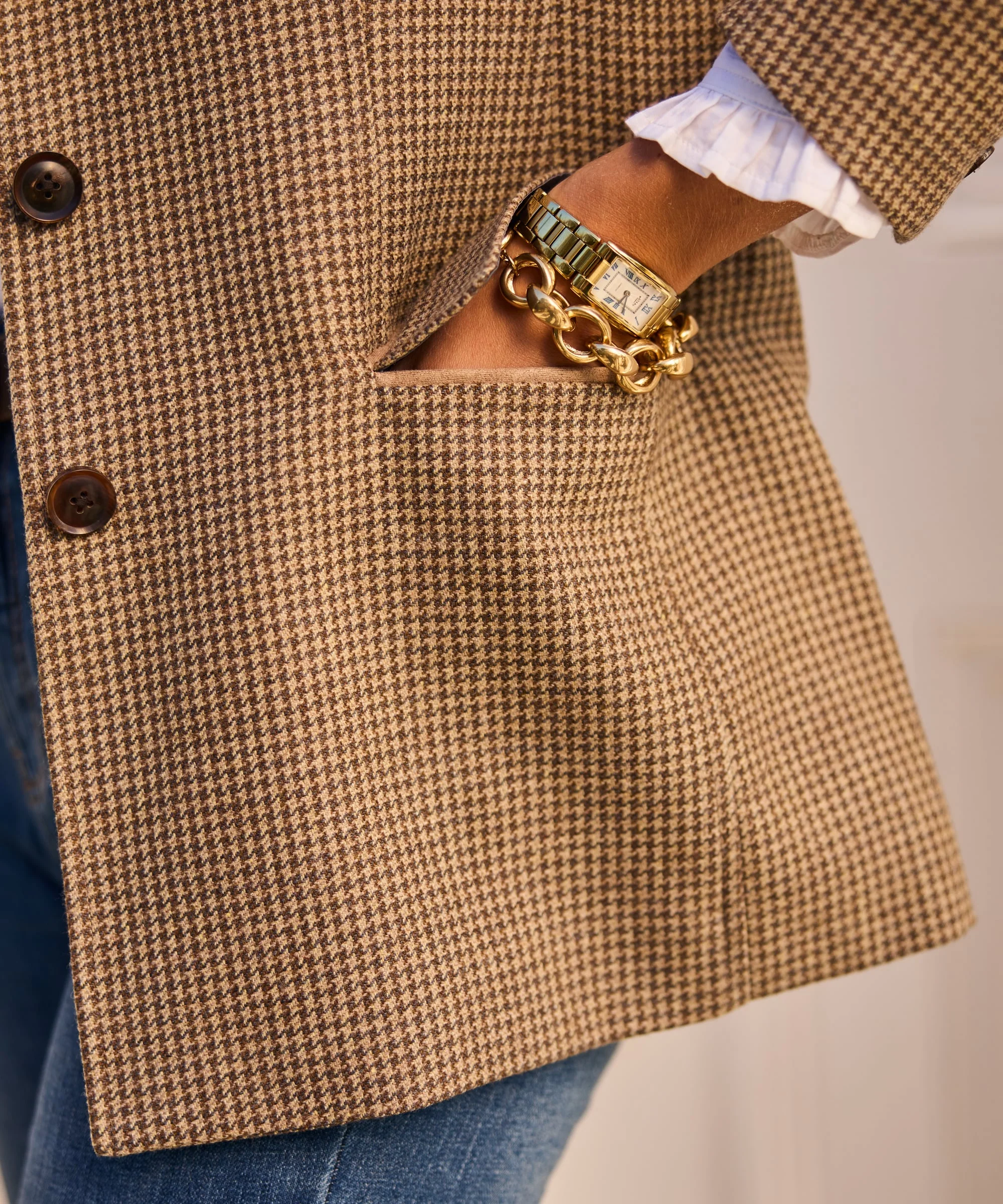 Isla Tweed Blazer - Houndstooth Tweed - Image 11