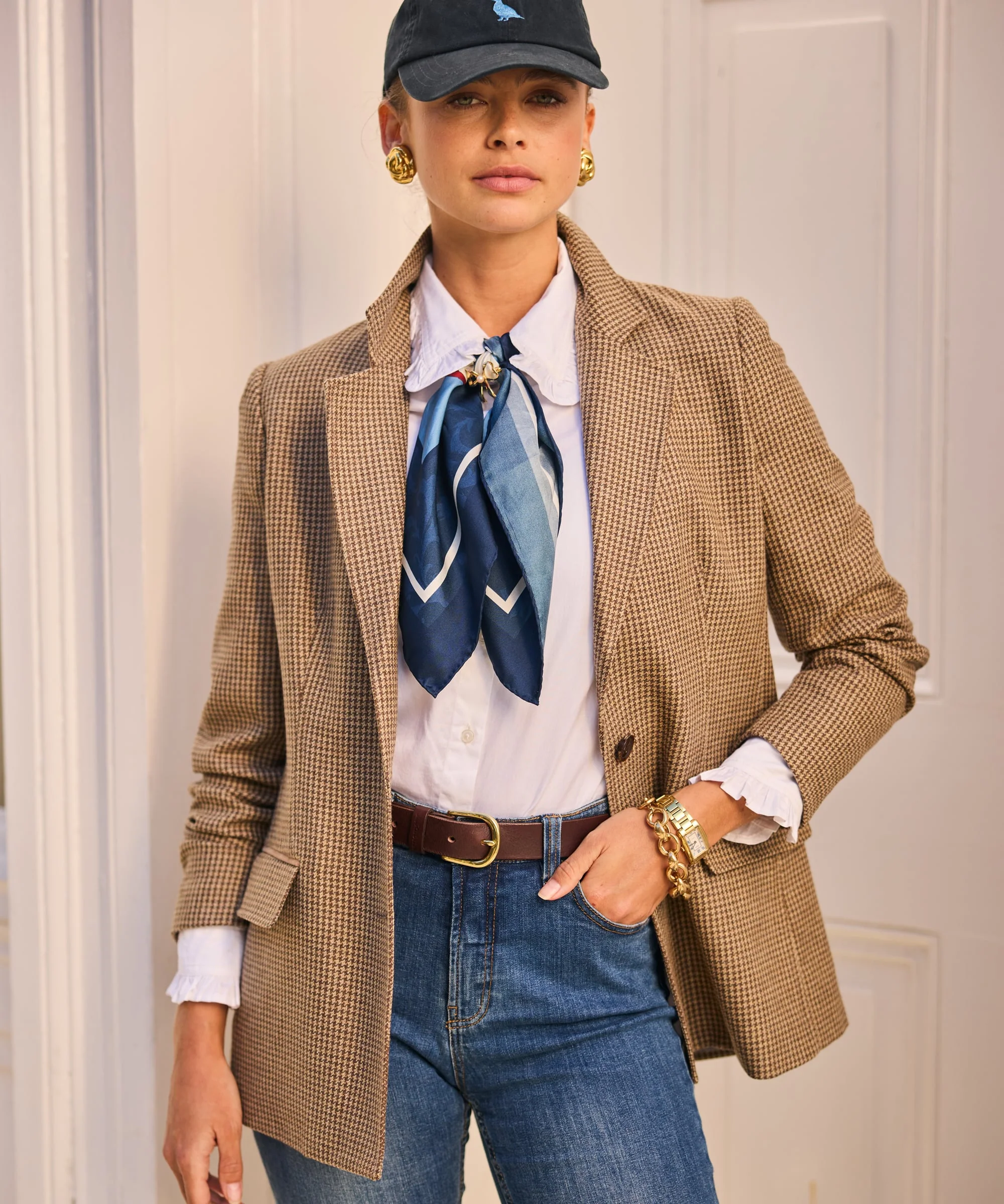 Isla Tweed Blazer - Houndstooth Tweed - Image 2