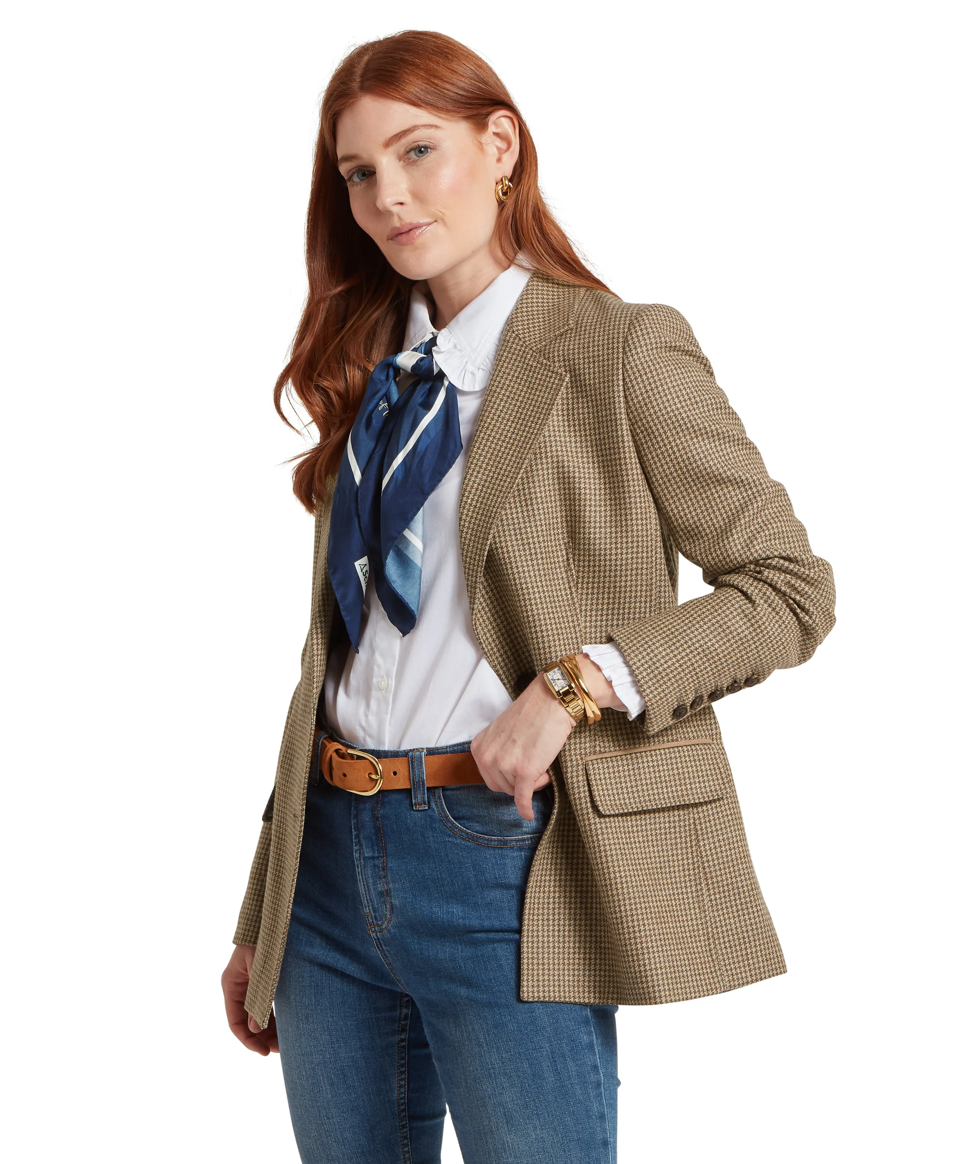 Isla Tweed Blazer - Houndstooth Tweed - Image 7