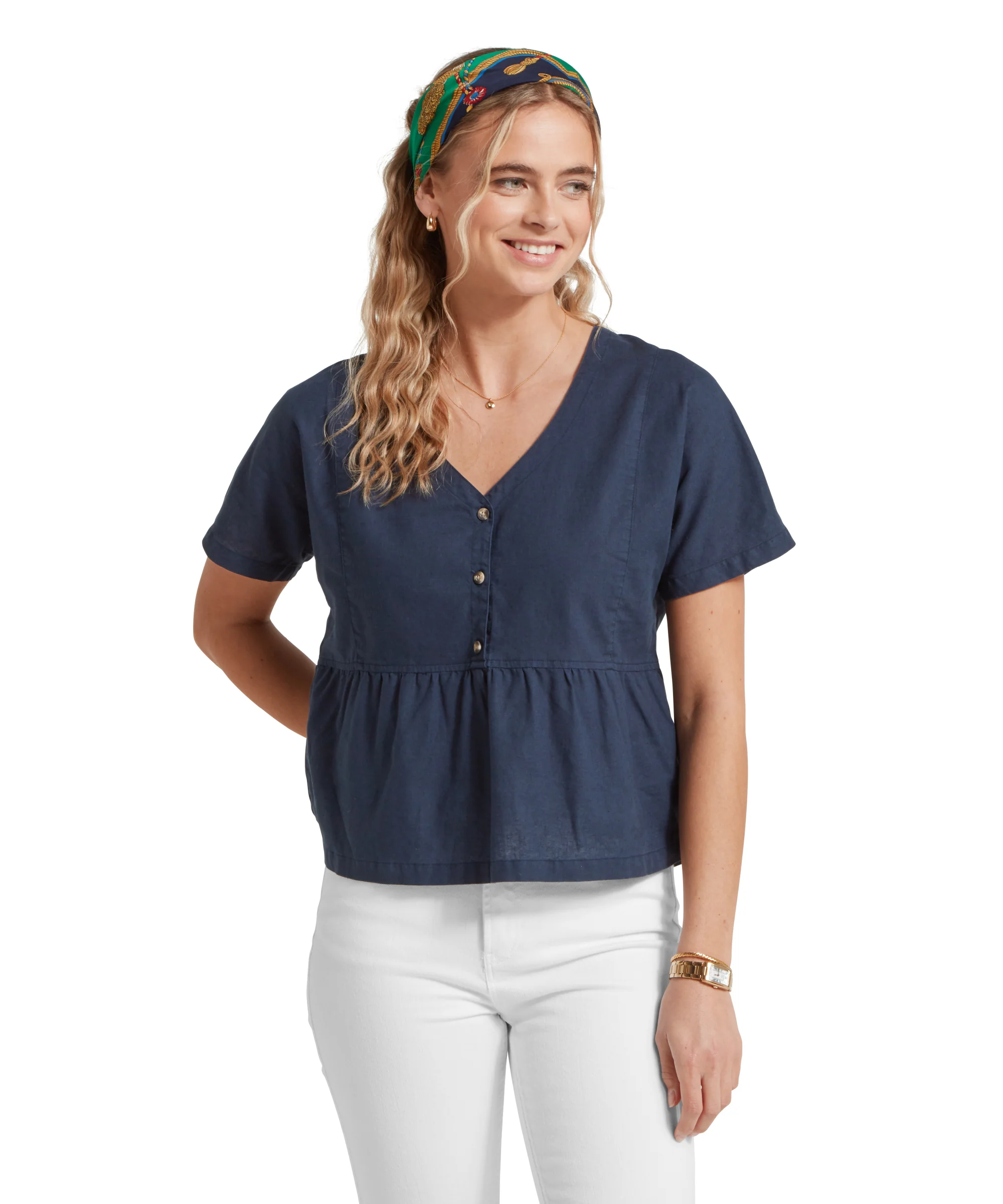 Lavenham Linen Top - Dark Blueberry - Image 3
