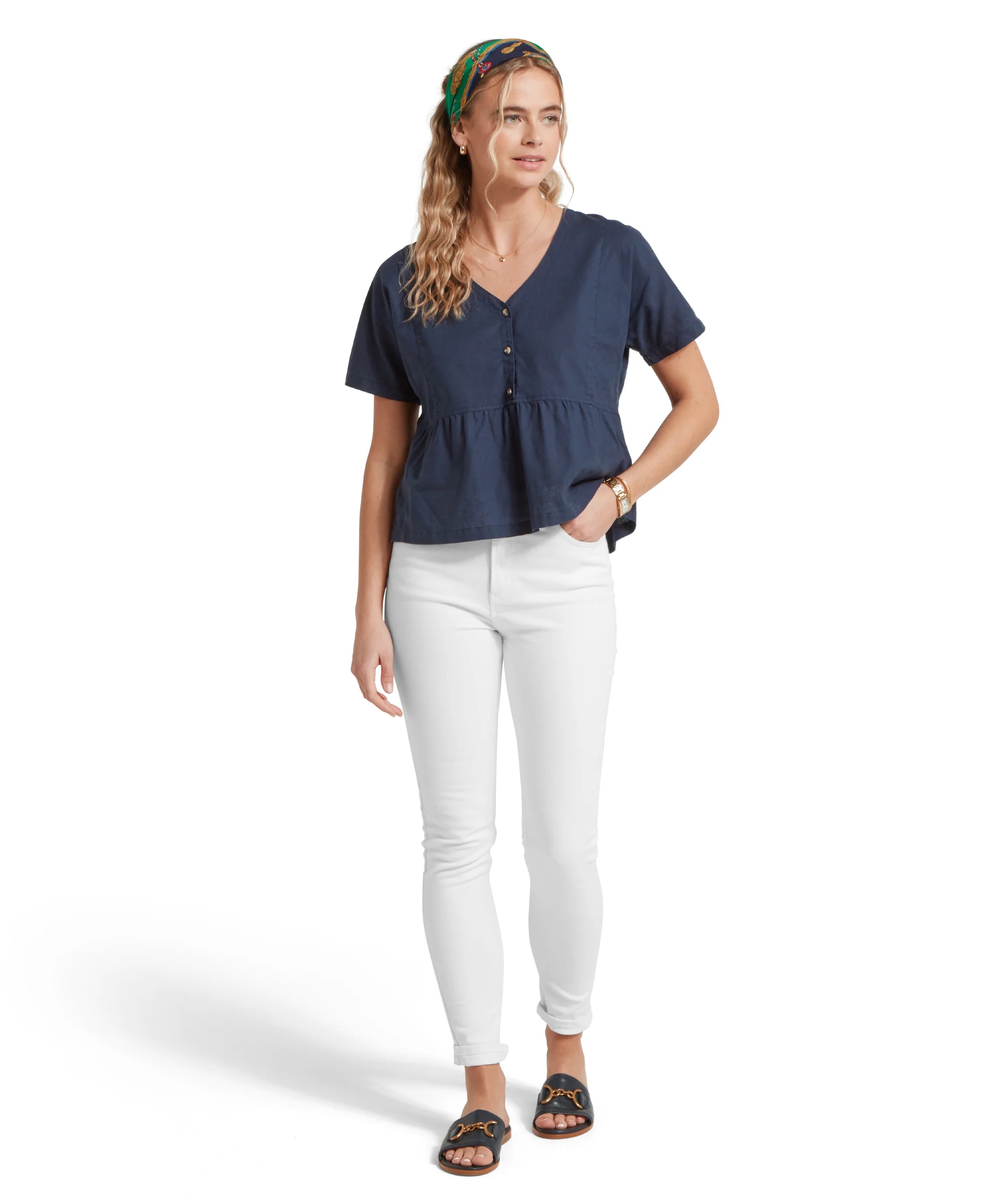 Lavenham Linen Top - Dark Blueberry - Image 4