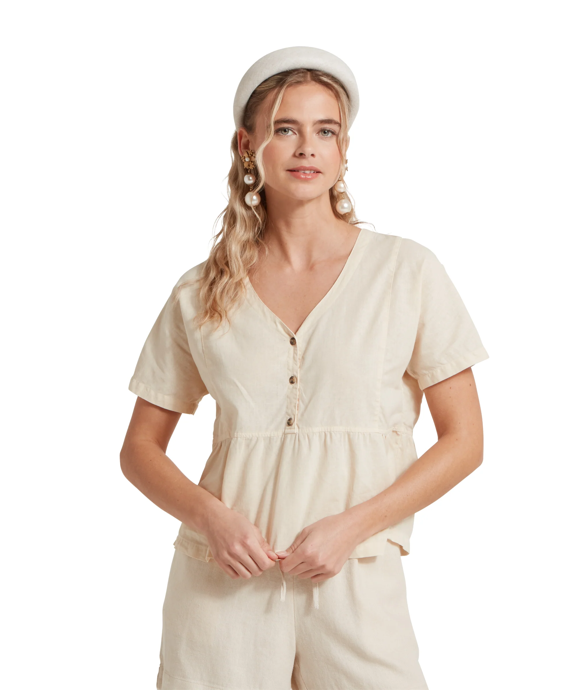 Lavenham Linen Top - Oat - Image 3