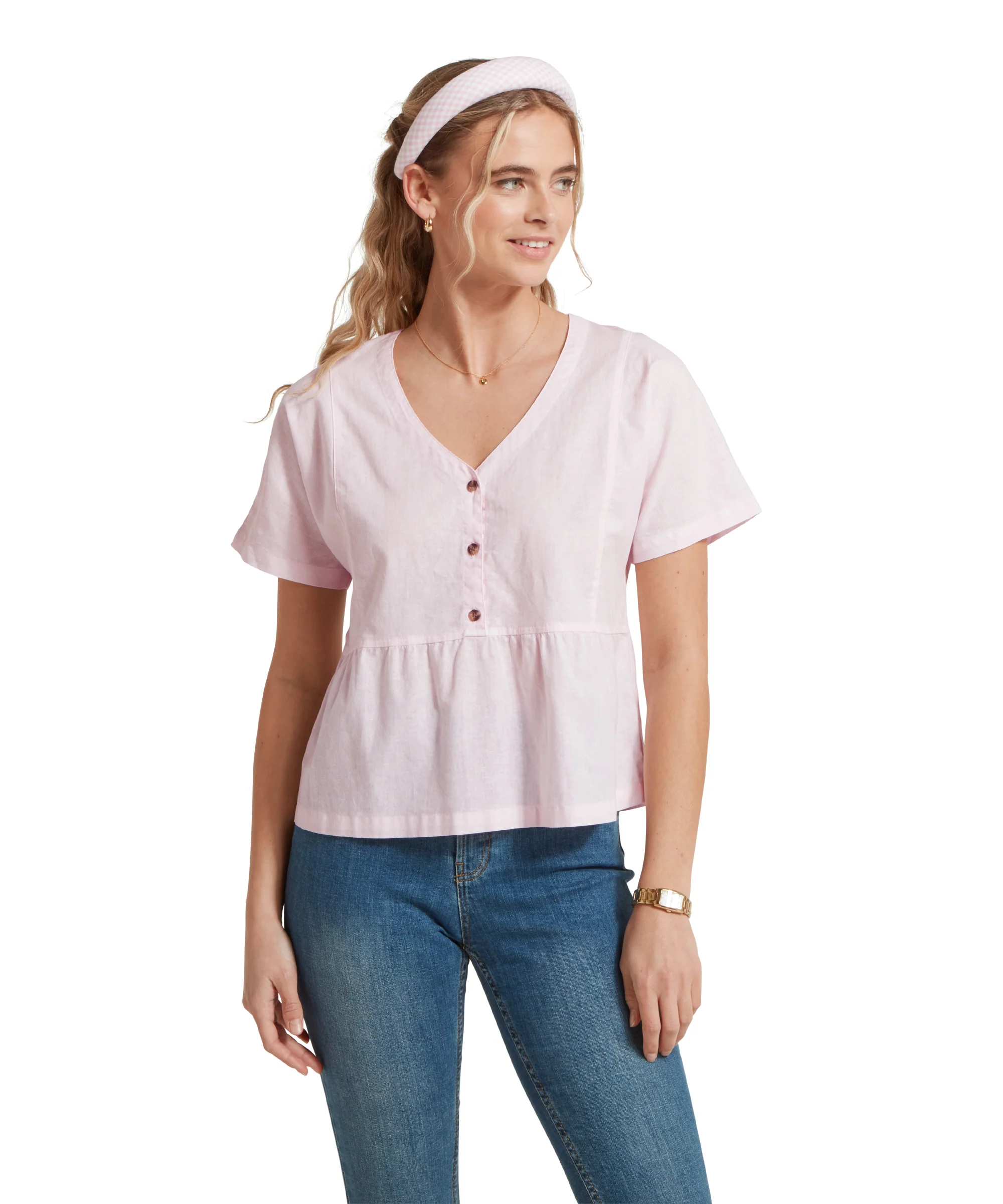 Lavenham Linen Top - Pale Pink - Image 2