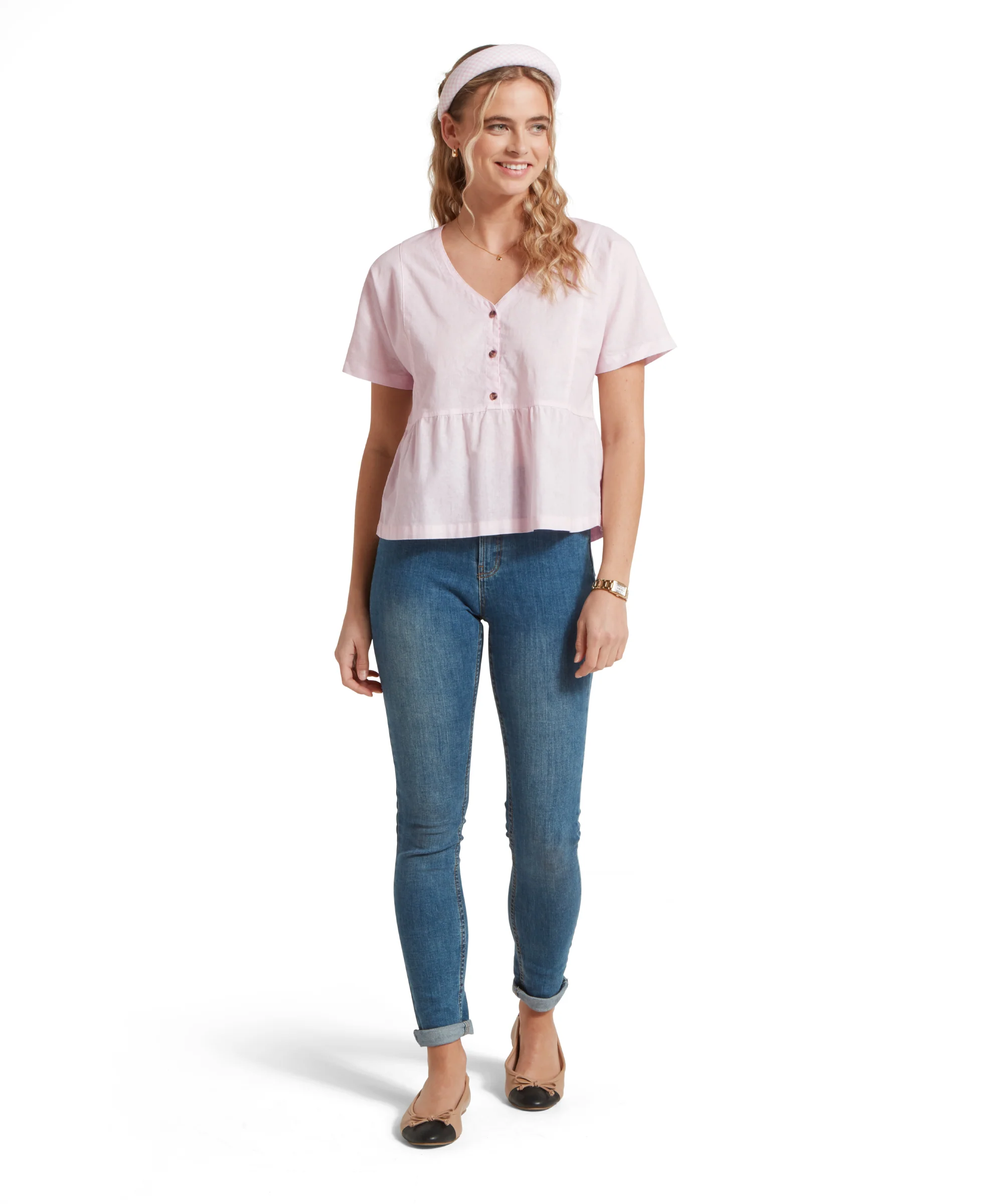Lavenham Linen Top - Pale Pink - Image 3