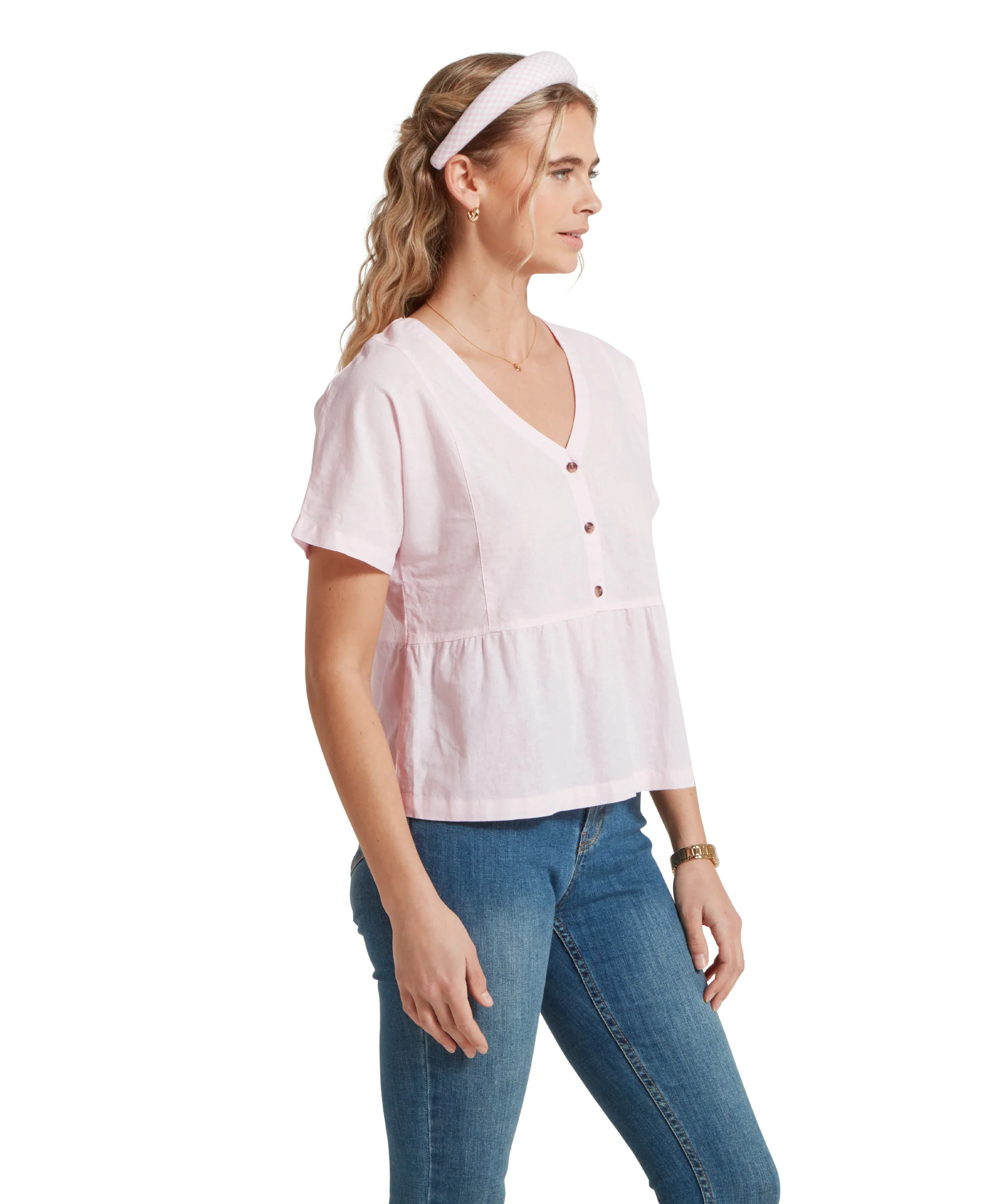 Lavenham Linen Top - Pale Pink - Image 4