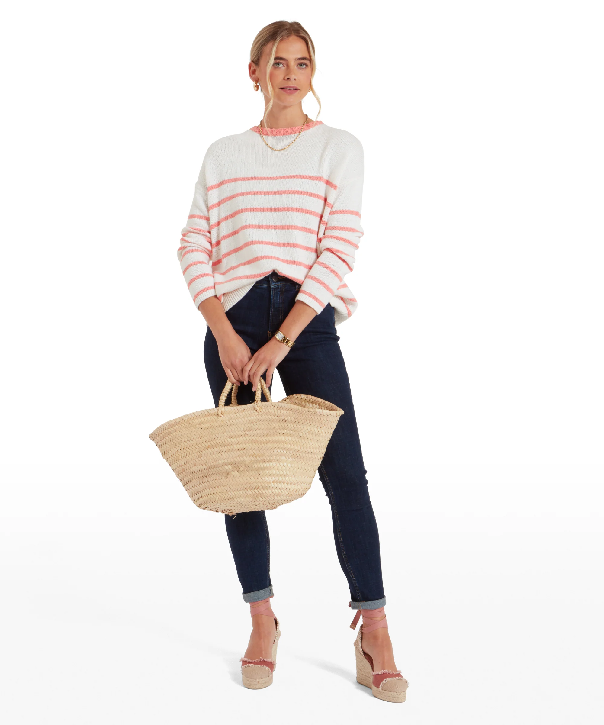 Lee Bay Jumper - Soft White/Flamingo - Image 3