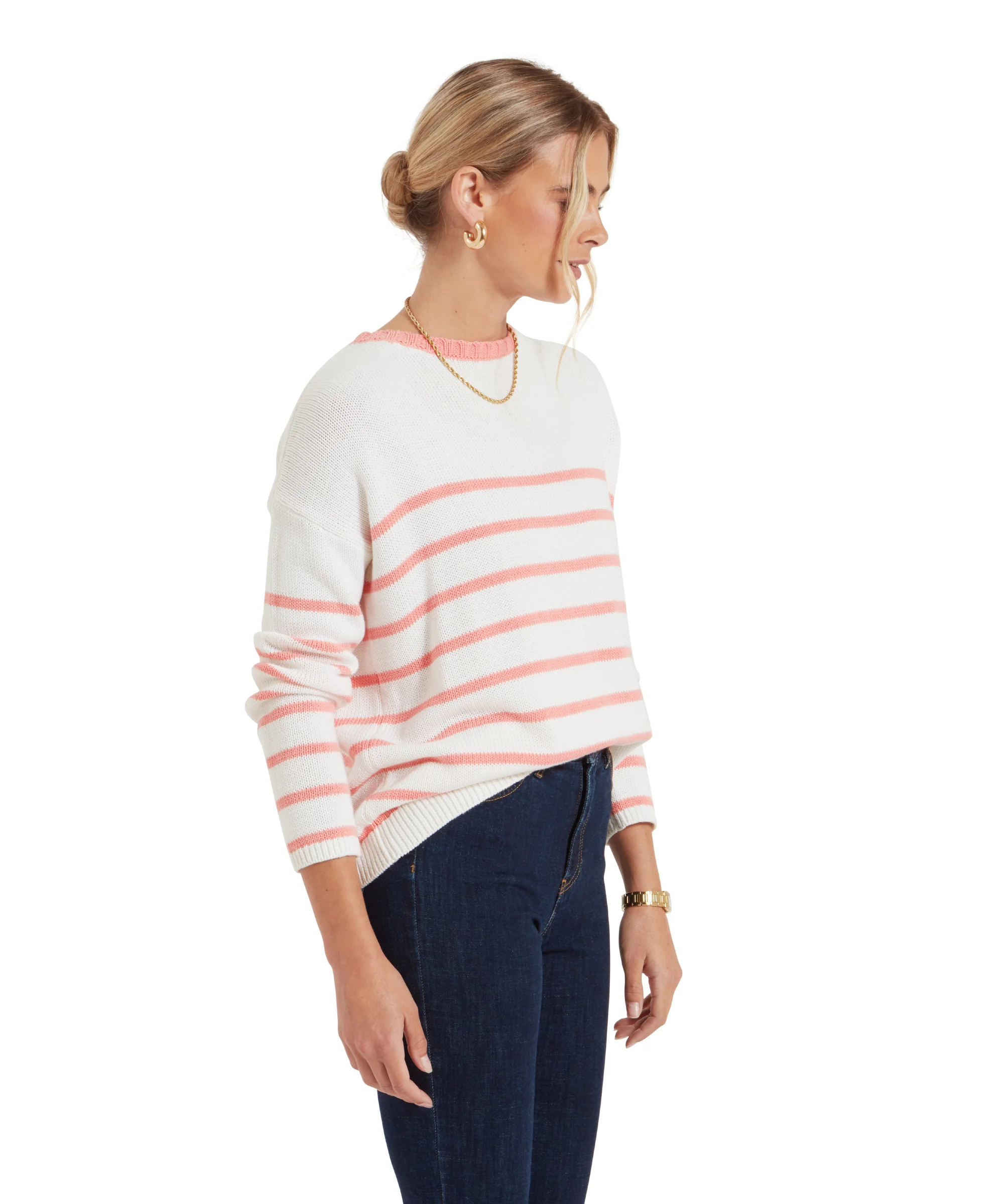 Lee Bay Jumper - Soft White/Flamingo - Image 4