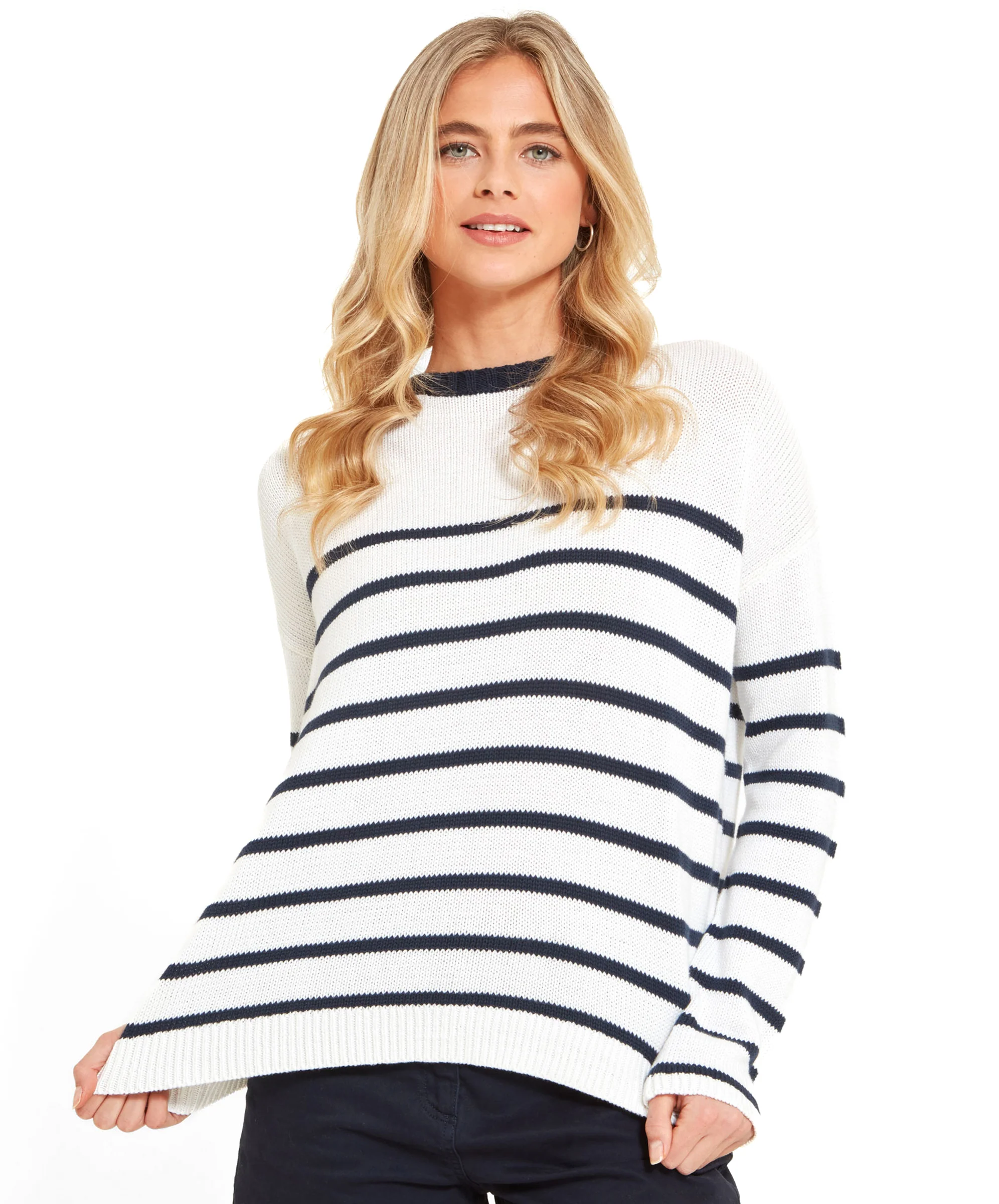 Lee Bay Jumper - Soft White/Navy - Image 2