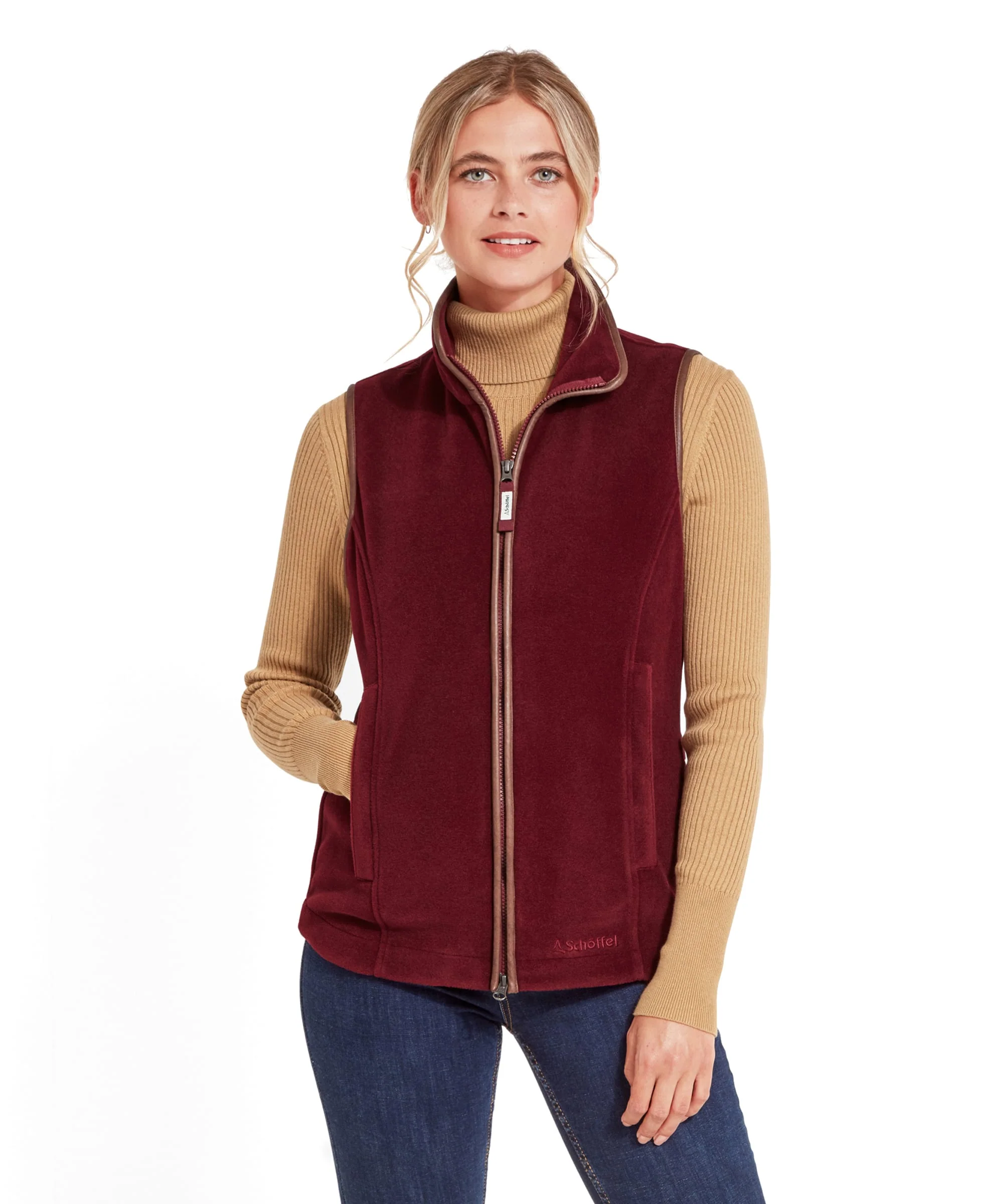 Lyndon Fleece Gilet - Claret - Image 2