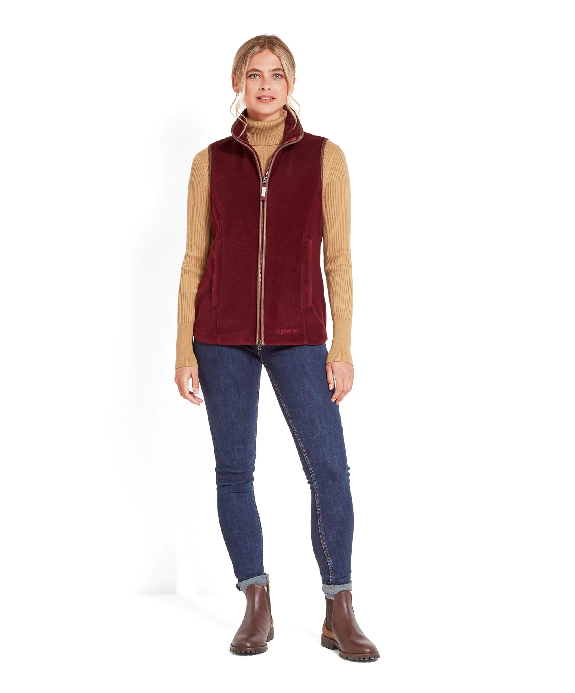 Lyndon Fleece Gilet - Claret - Image 3