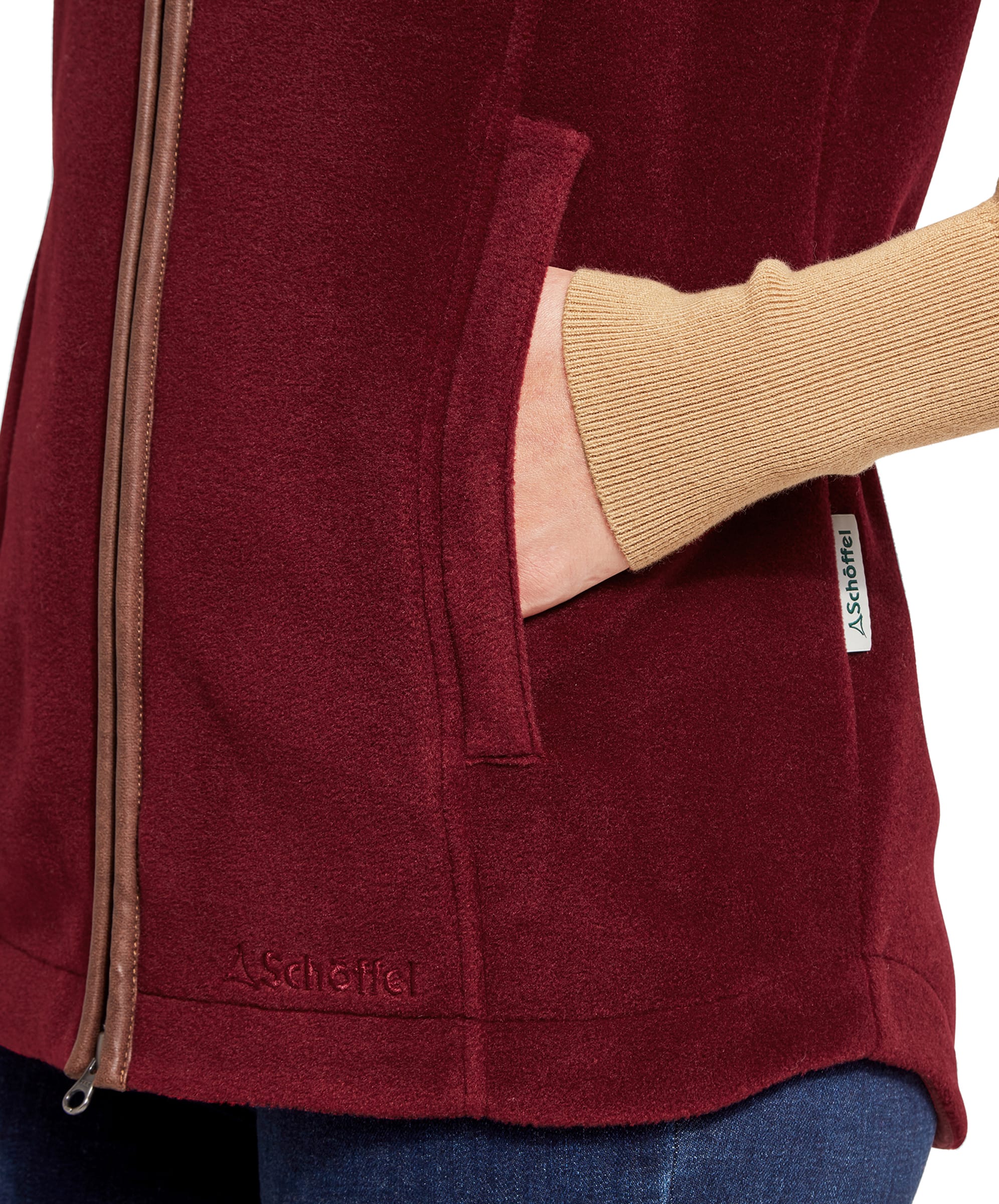 Lyndon Fleece Gilet - Claret - Image 4