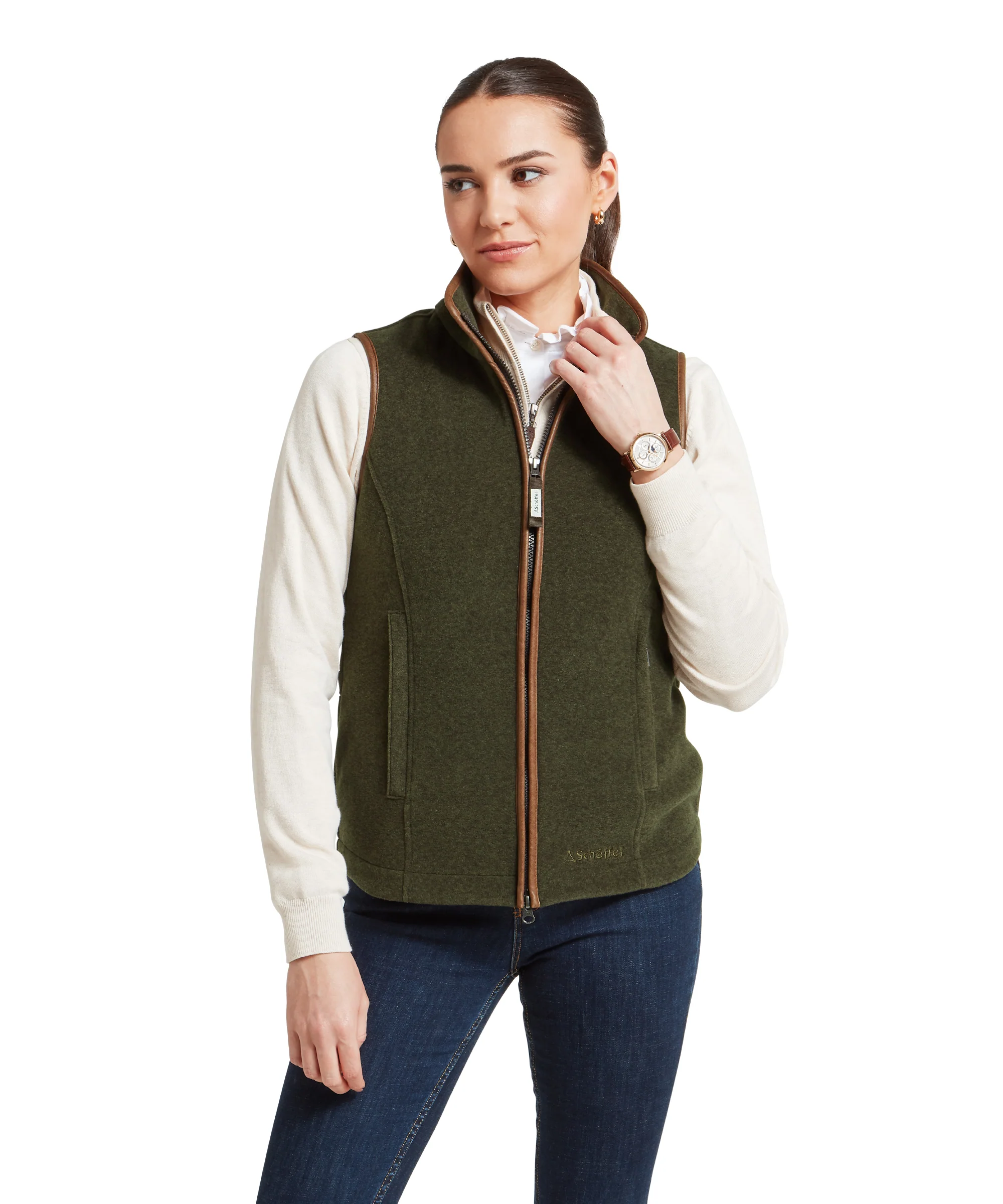 Lyndon Fleece Gilet - Dark Olive - Image 3