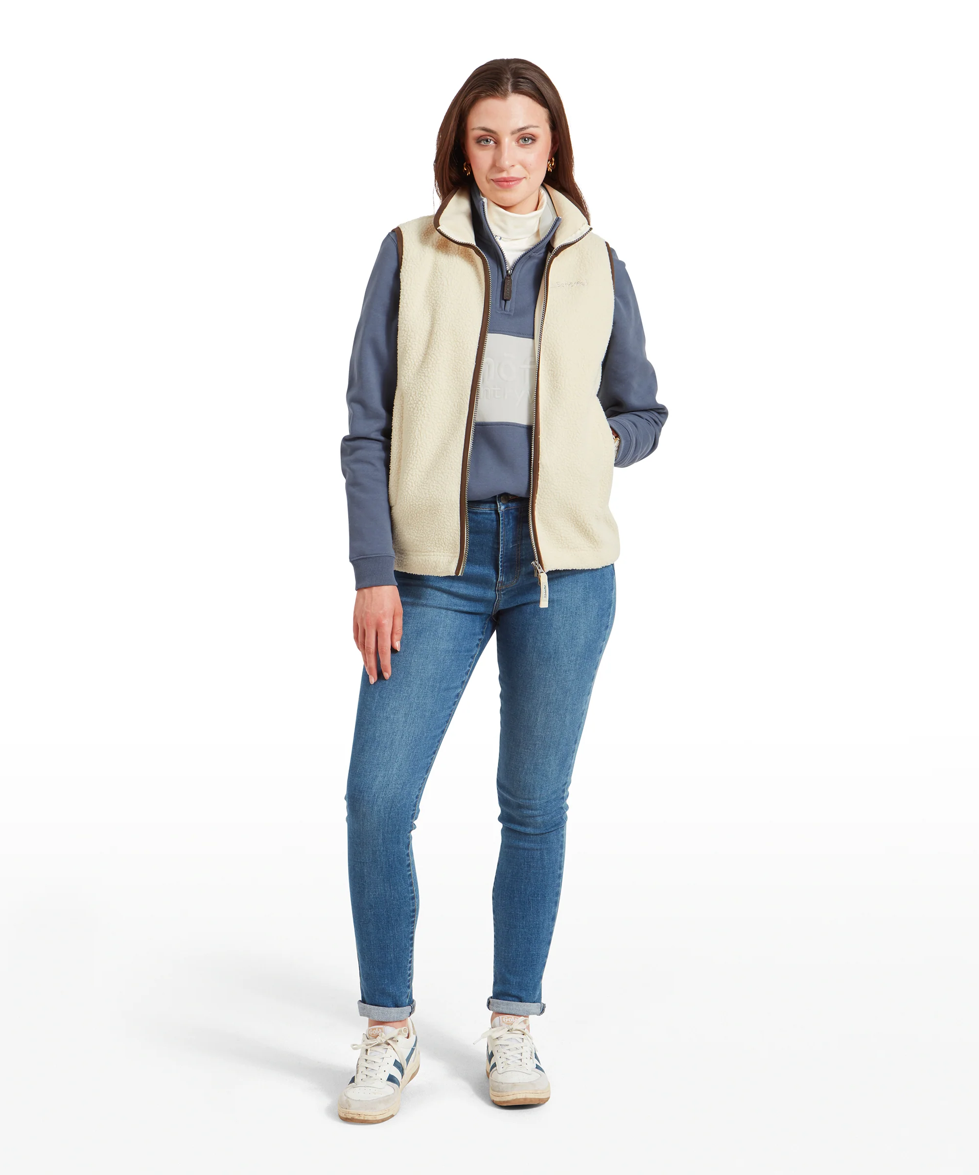 Lyndon Retro Fleece Gilet - Ecru - Image 3