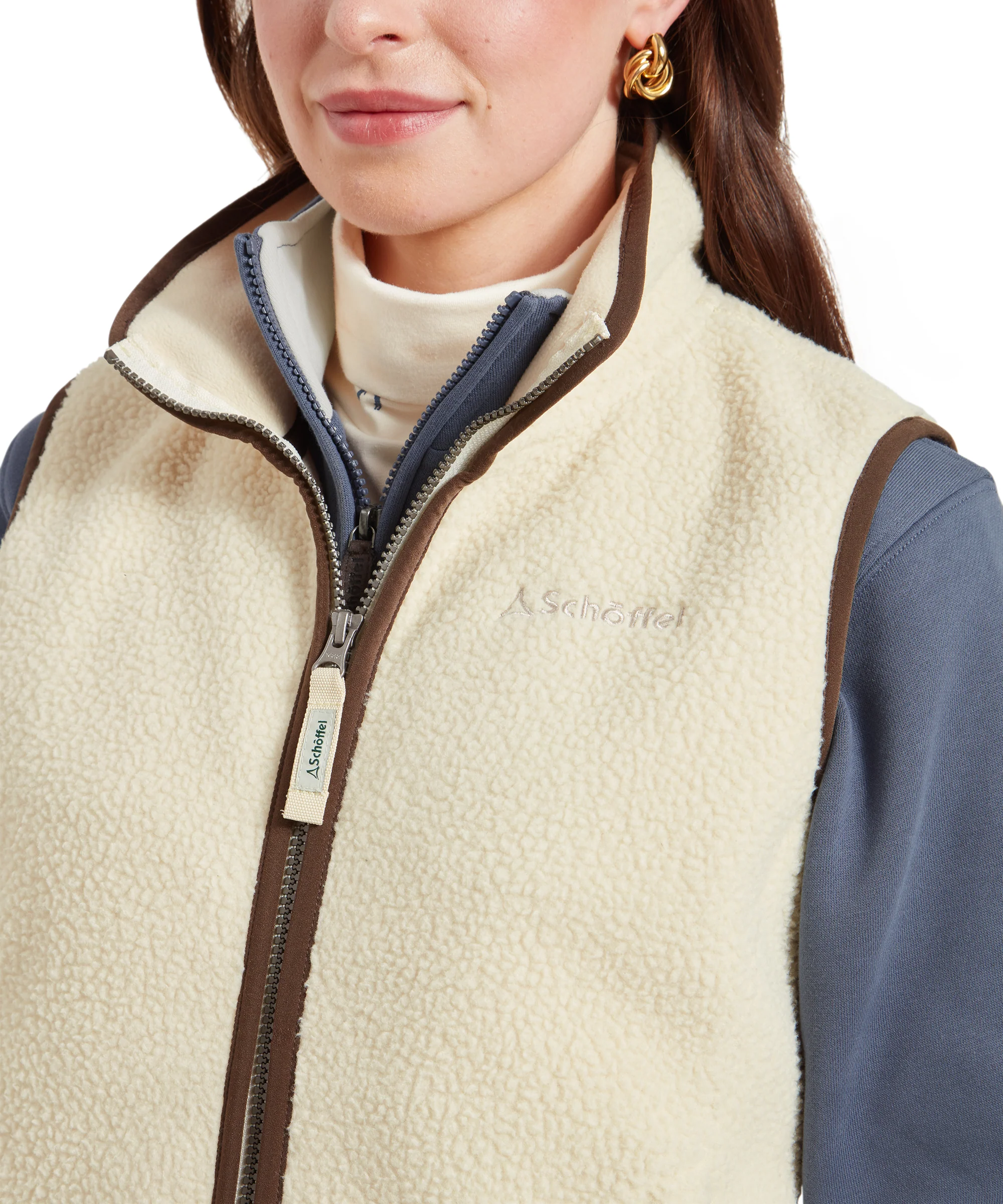 Lyndon Retro Fleece Gilet - Ecru - Image 6