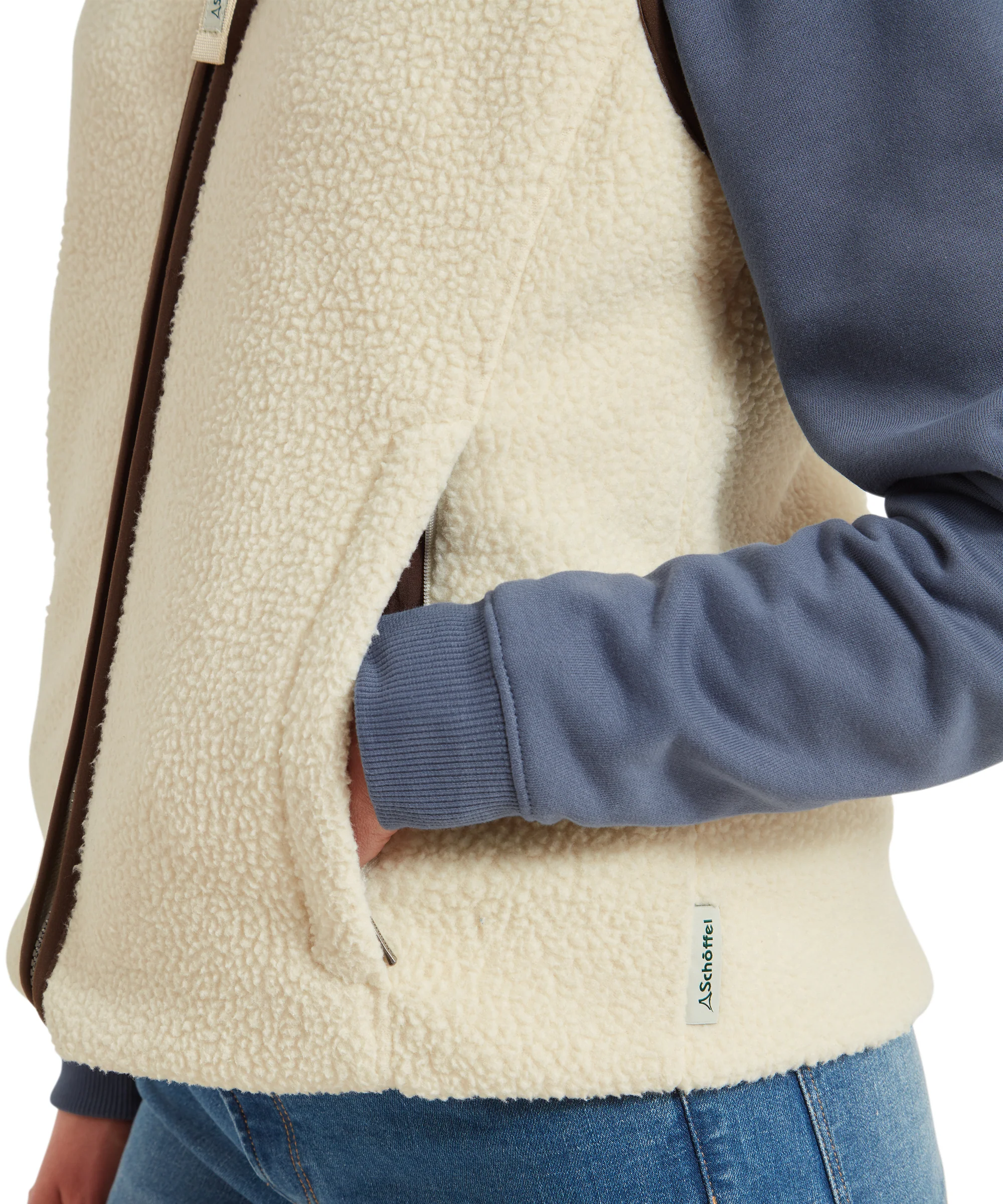 Lyndon Retro Fleece Gilet - Ecru - Image 7