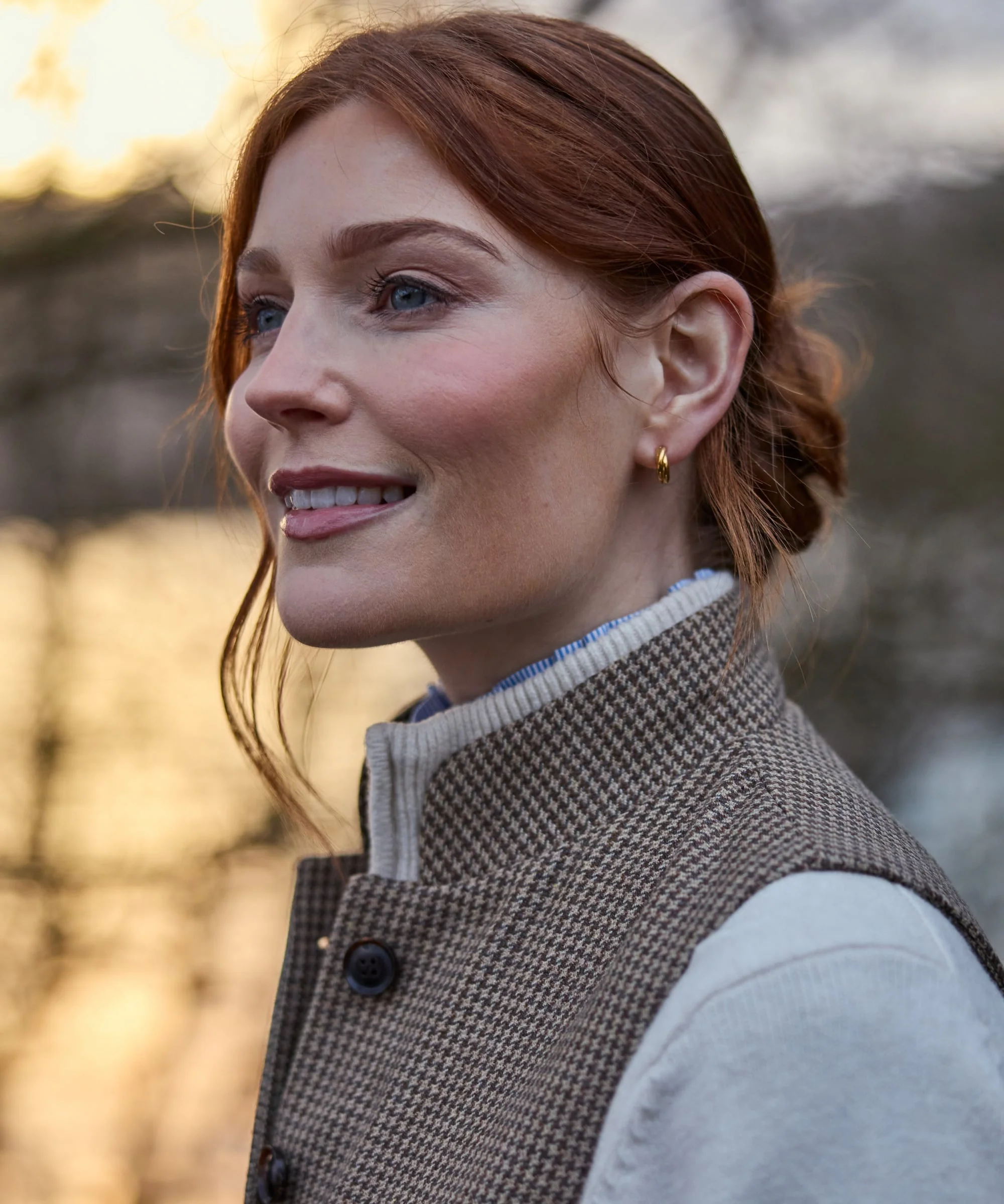Millport Tweed Nehru Waistcoat - Houndstooth Tweed - Image 10