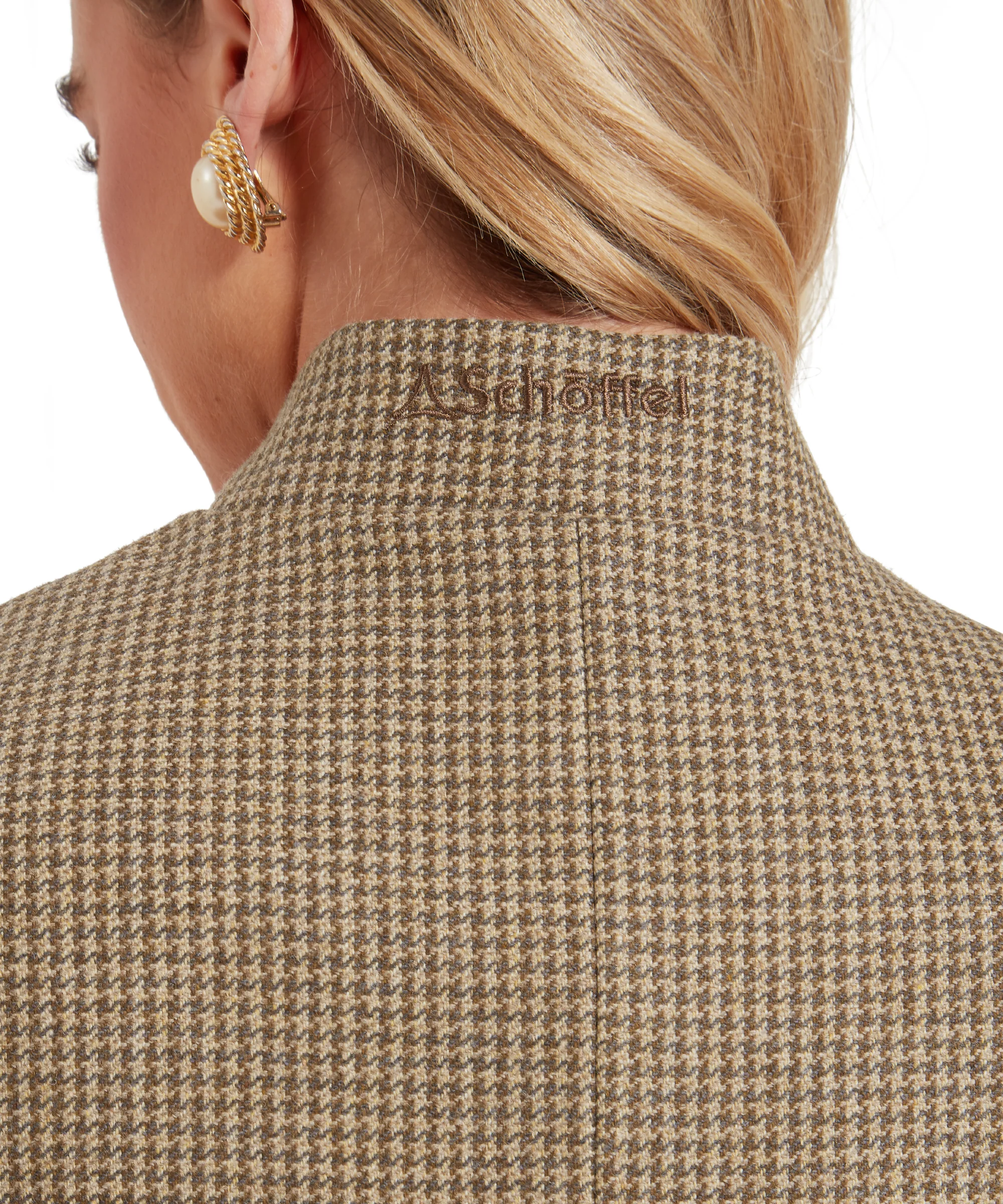 Millport Tweed Nehru Waistcoat - Houndstooth Tweed - Image 7