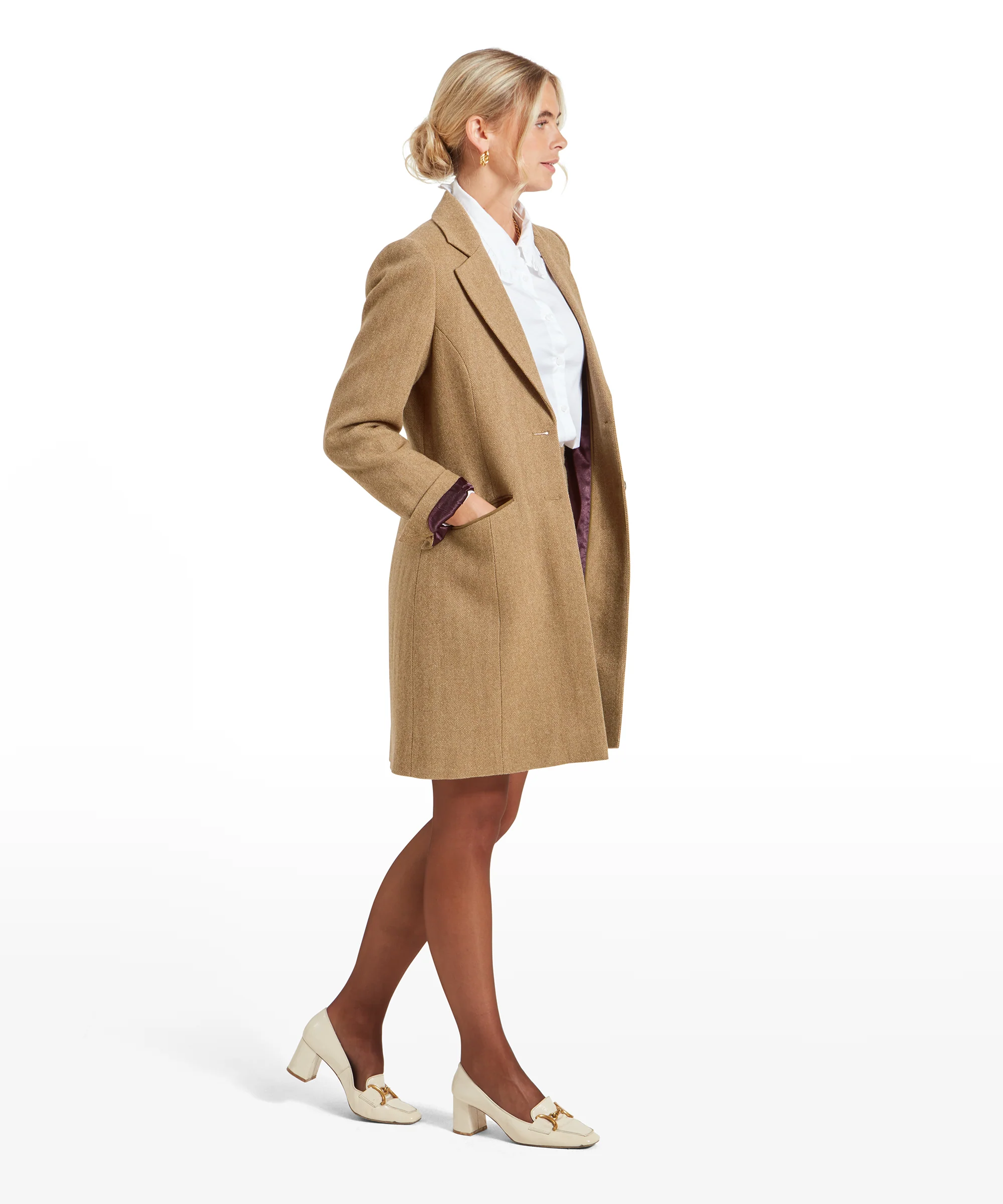 Moray Tweed Jacket - Oak Herringbone Tweed - Image 3