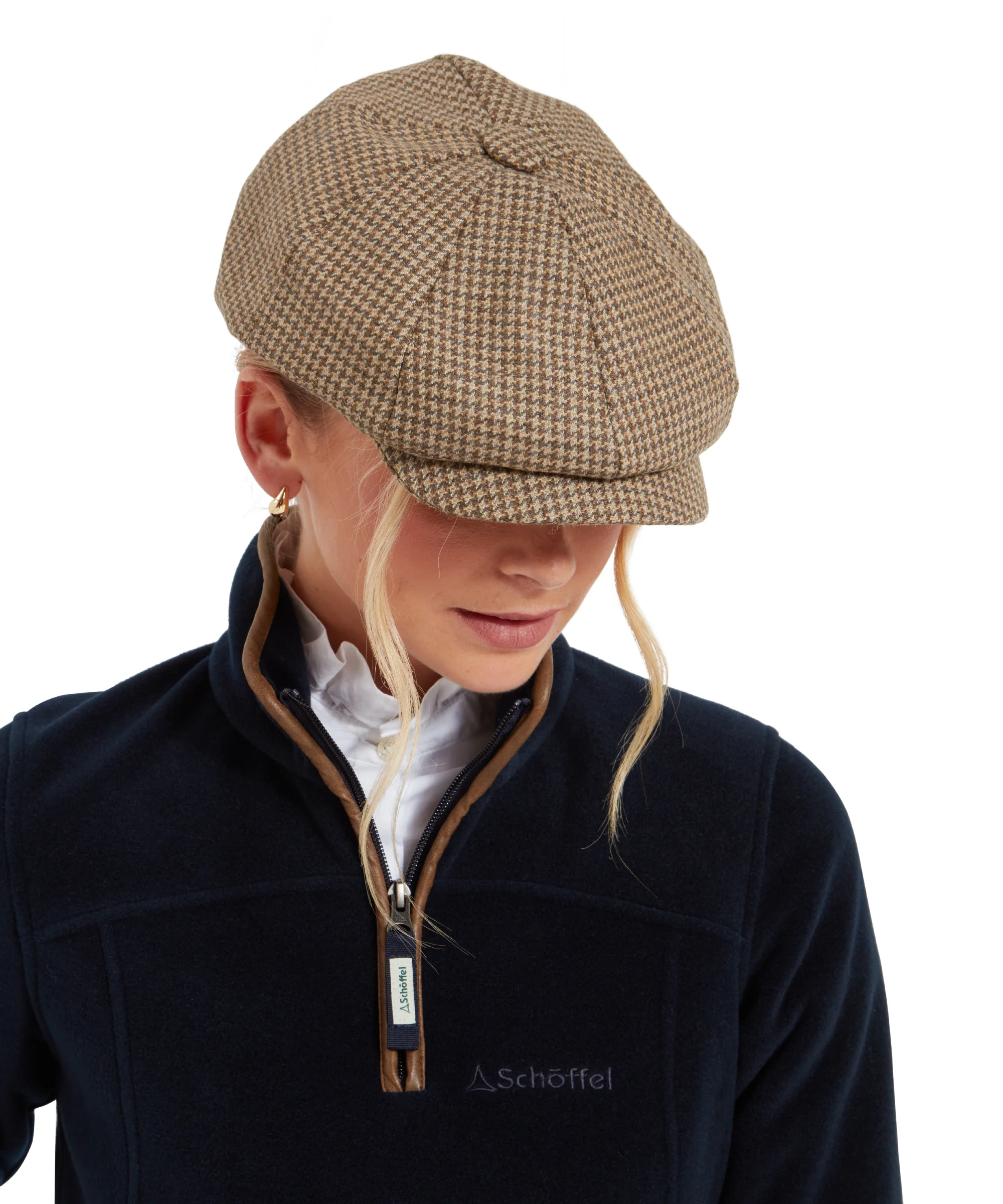 Women's Newsboy Tweed Cap - Houndstooth Tweed - Image 3