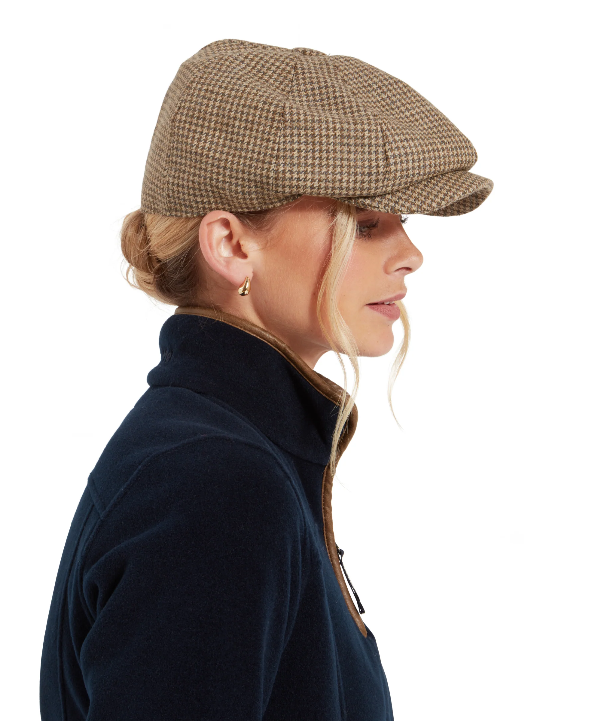 Women's Newsboy Tweed Cap - Houndstooth Tweed - Image 4