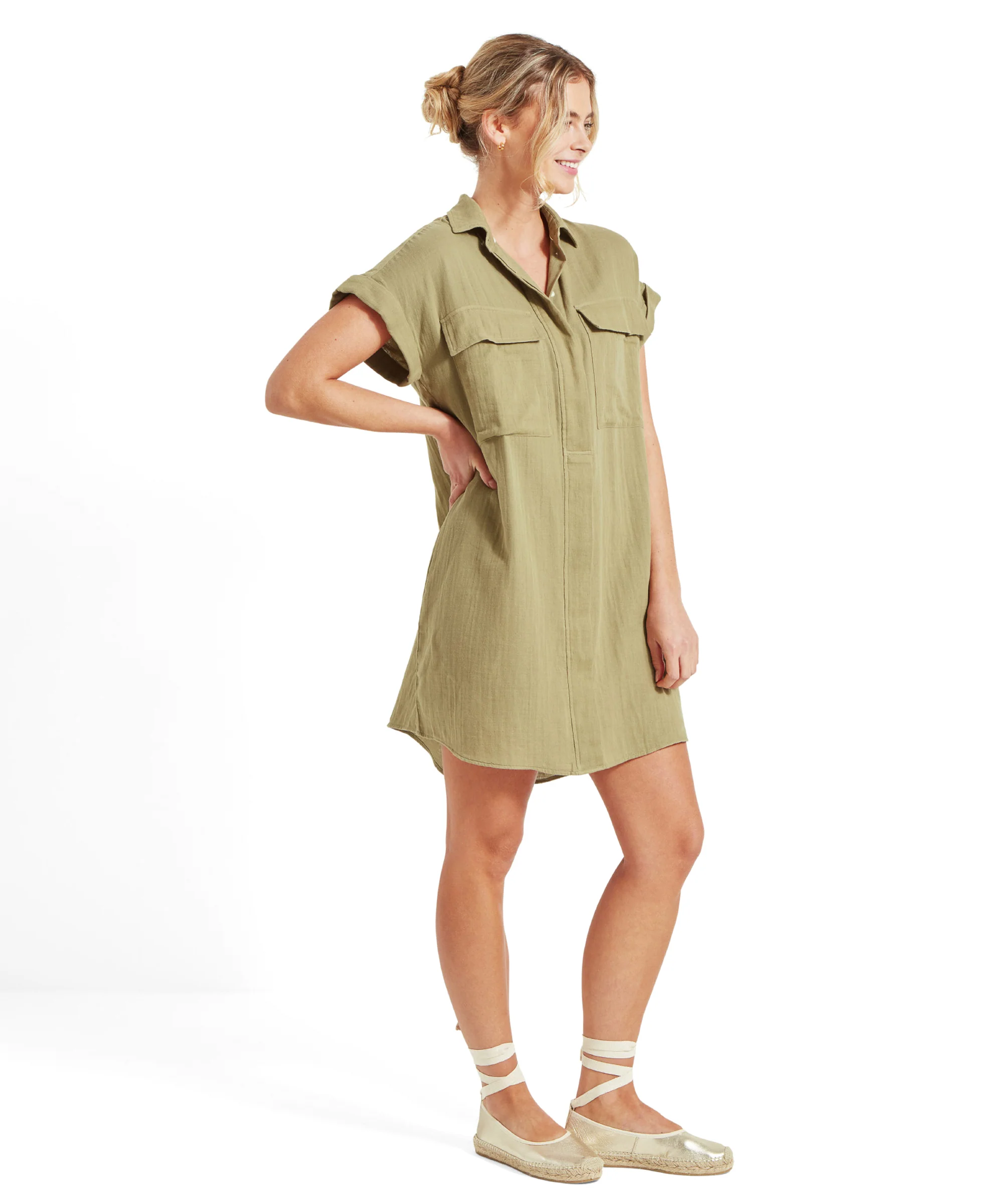 Olive Dress - Light Khaki Green - Image 6